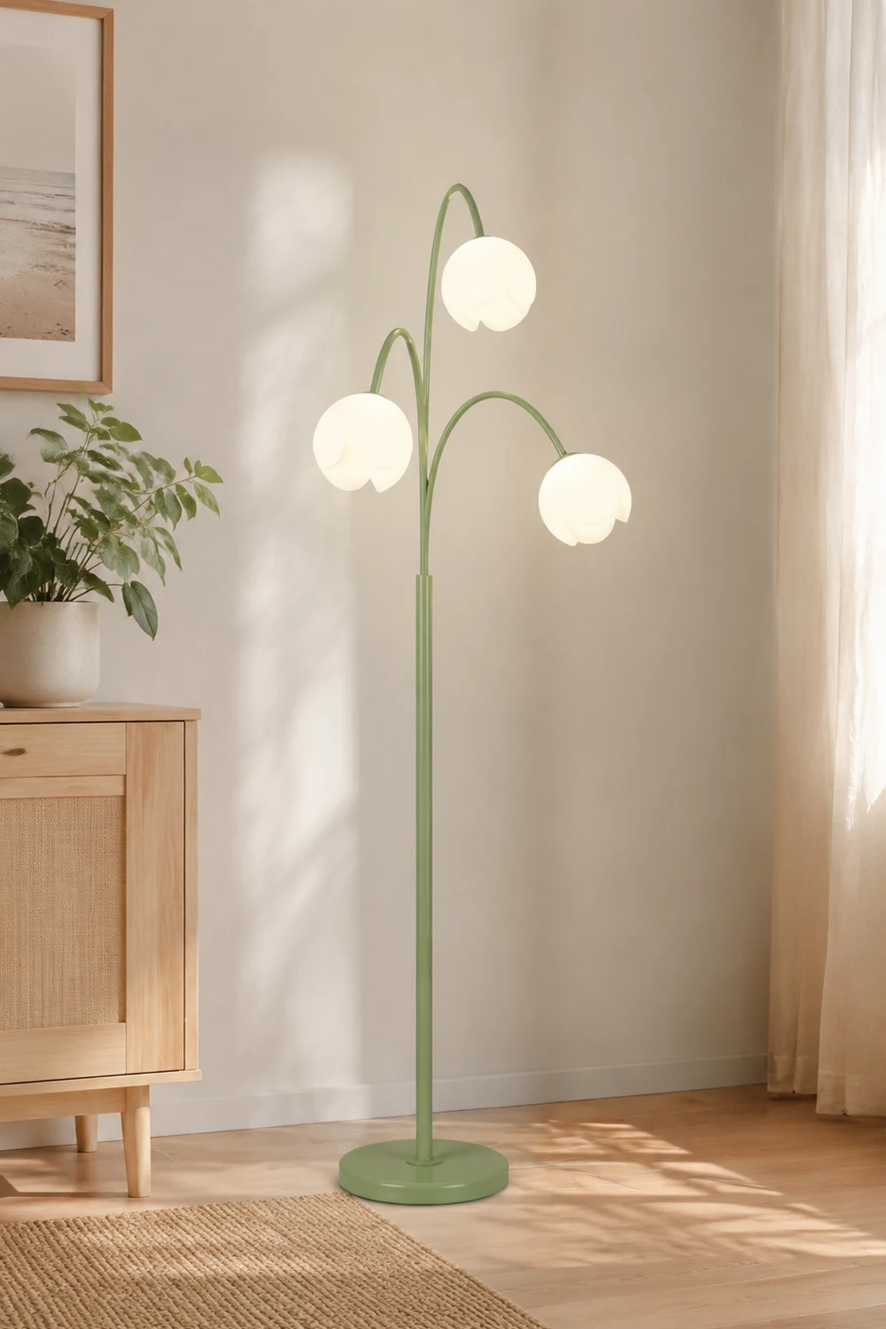 Lily Stehleuchte, Metall, 3-flammig, 2 Farben, 100CM Lang - Lumpaz