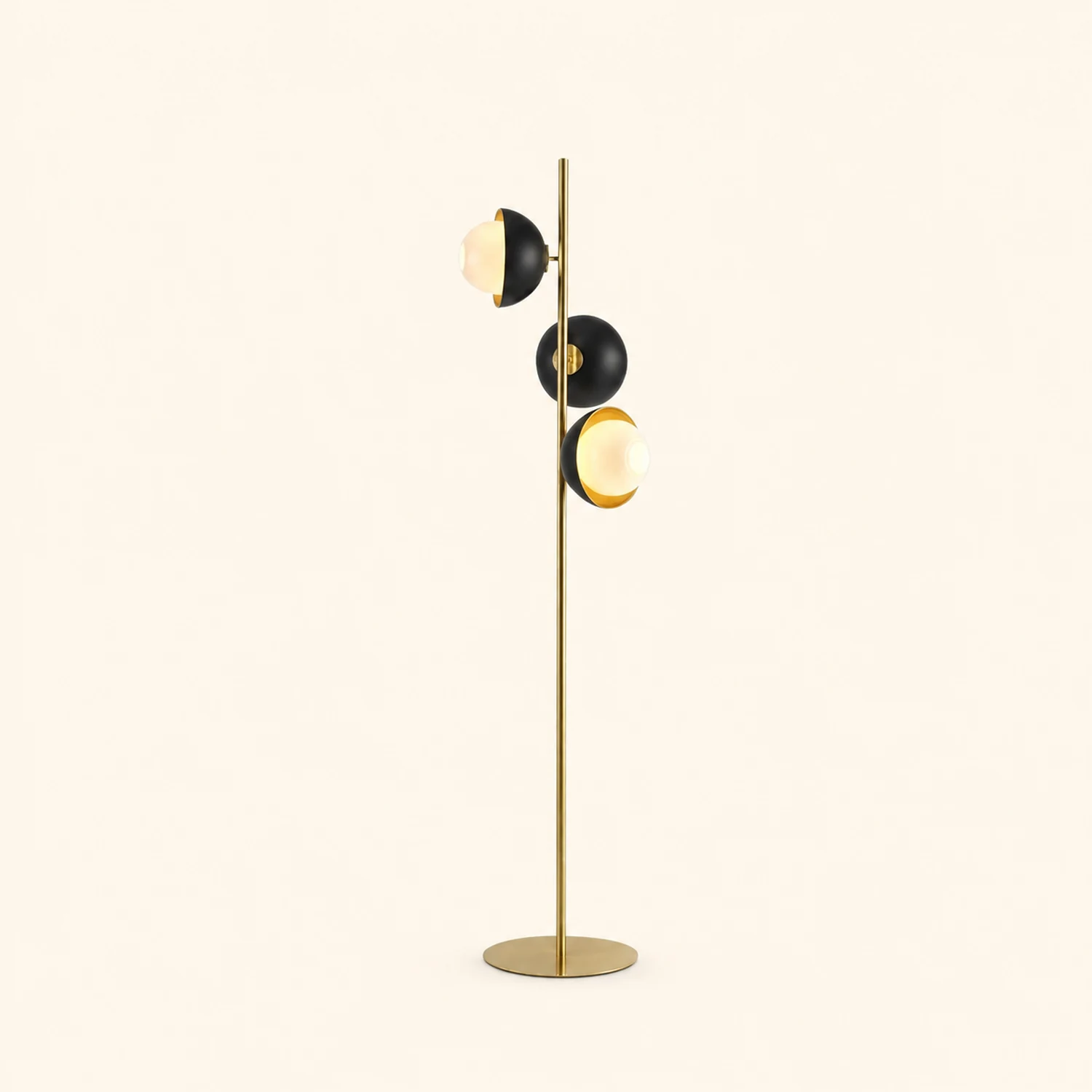 Salgado Schwarz & Gold Halbkreis Stehleuchte, 3-flamming, Metall, 53CM Lang - Lumpaz