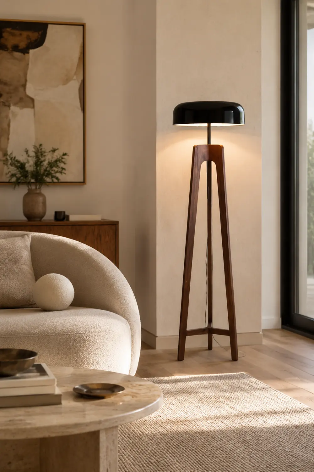 Ozawa Modern Stativ Stehleuchte, Holz & Metall, 2 Farben, 155CM Lang - Lumpaz