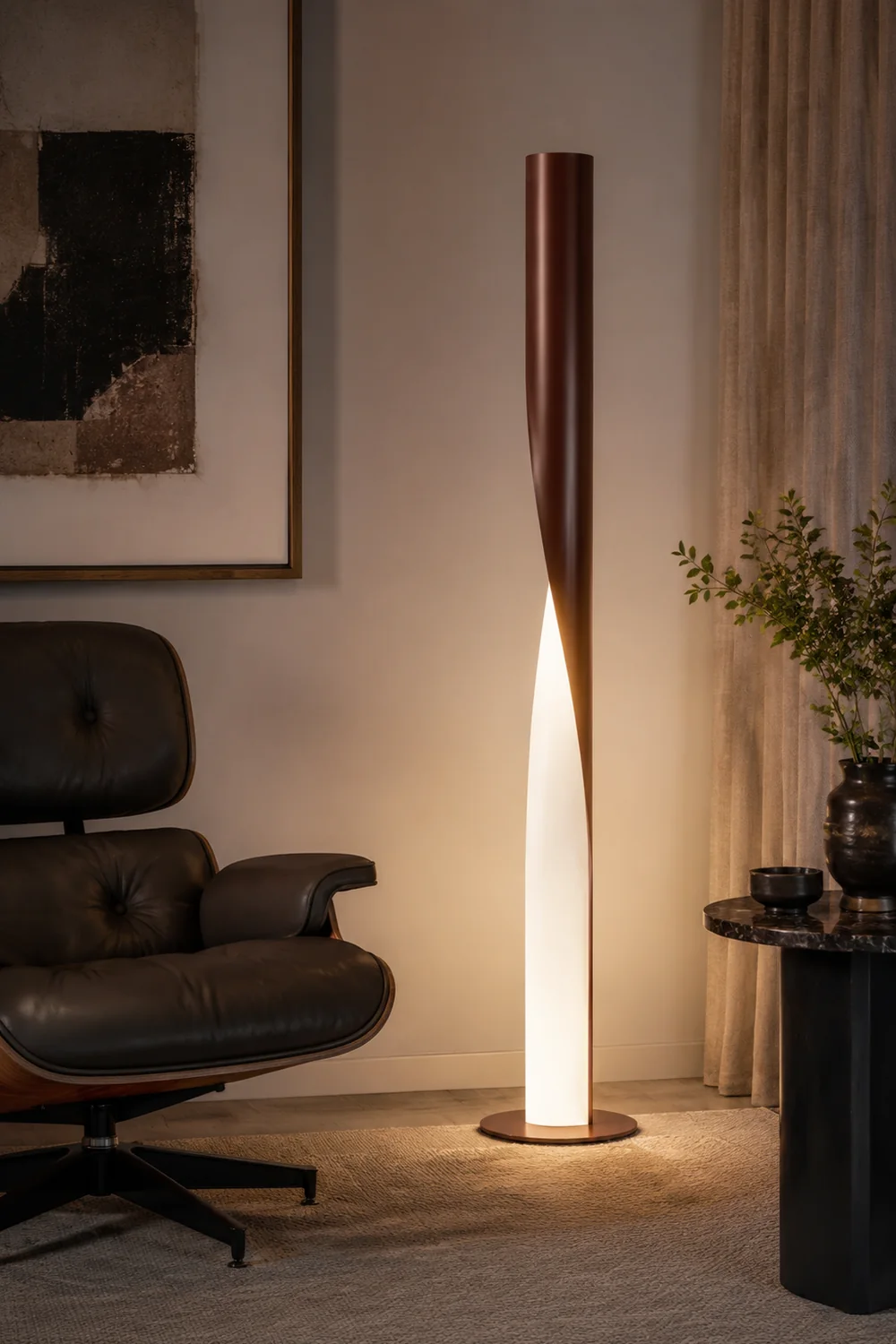 Edge Gedrehter Zylinder Stehlampe, Metall, 190CM Lang - Lumpaz