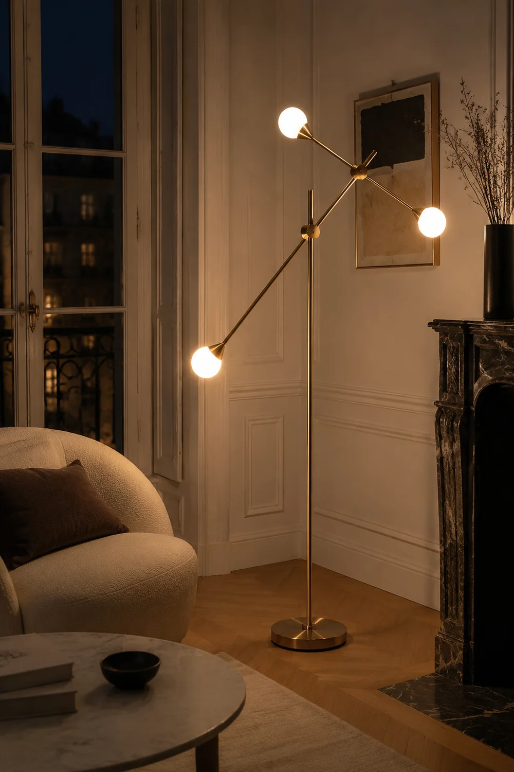 Valentina Kugel Schwenkbare Stehlampe, 3-flammig, 140CM Lang - Lumpaz