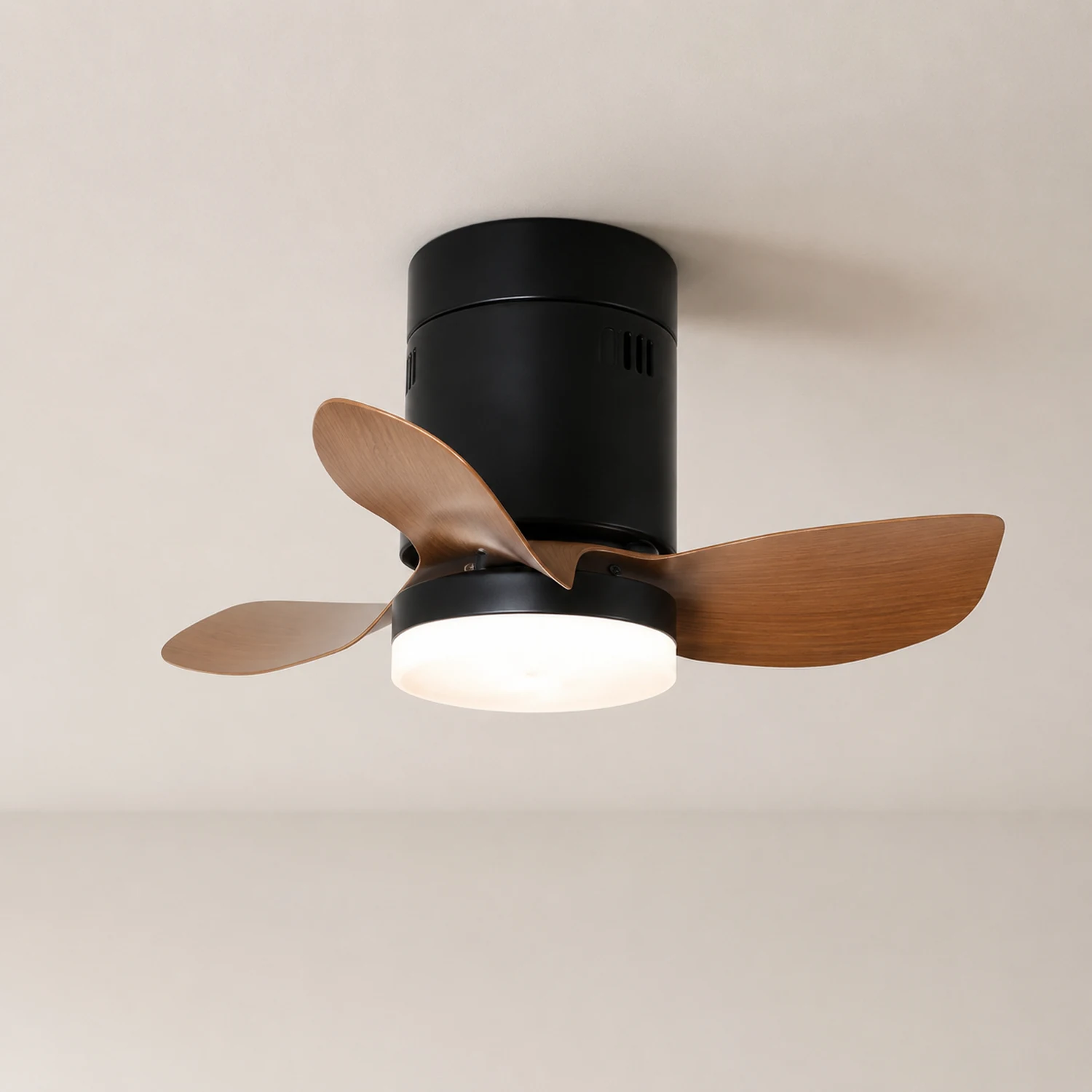 Walters 3-Blatt Deckenventilator mit Beleuchtung, Schwarz & Braun, ∅60CM - Lumpaz