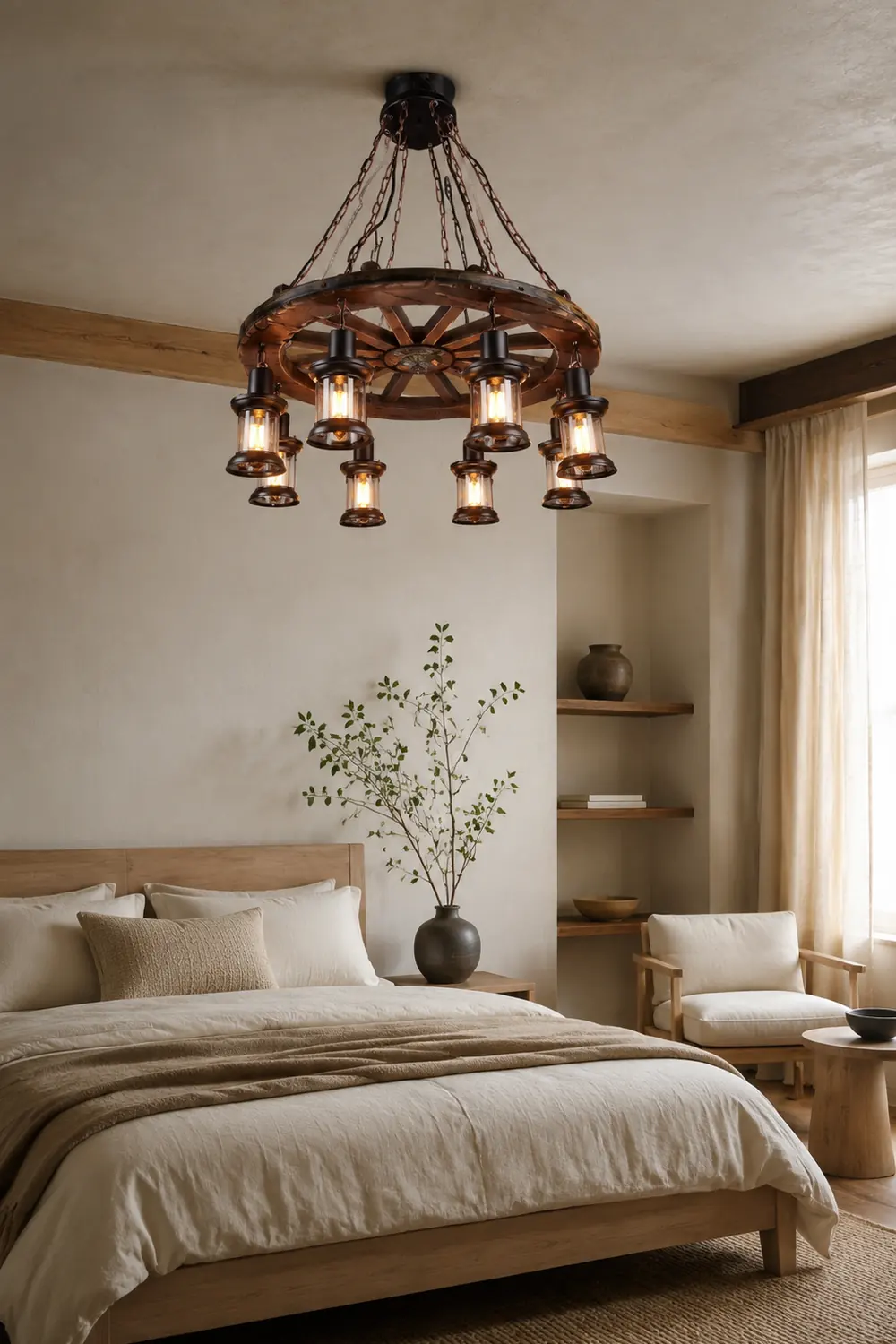 Austin Ruder Pendelleuchte, Metall & Holz, 8-flammig - Lumpaz