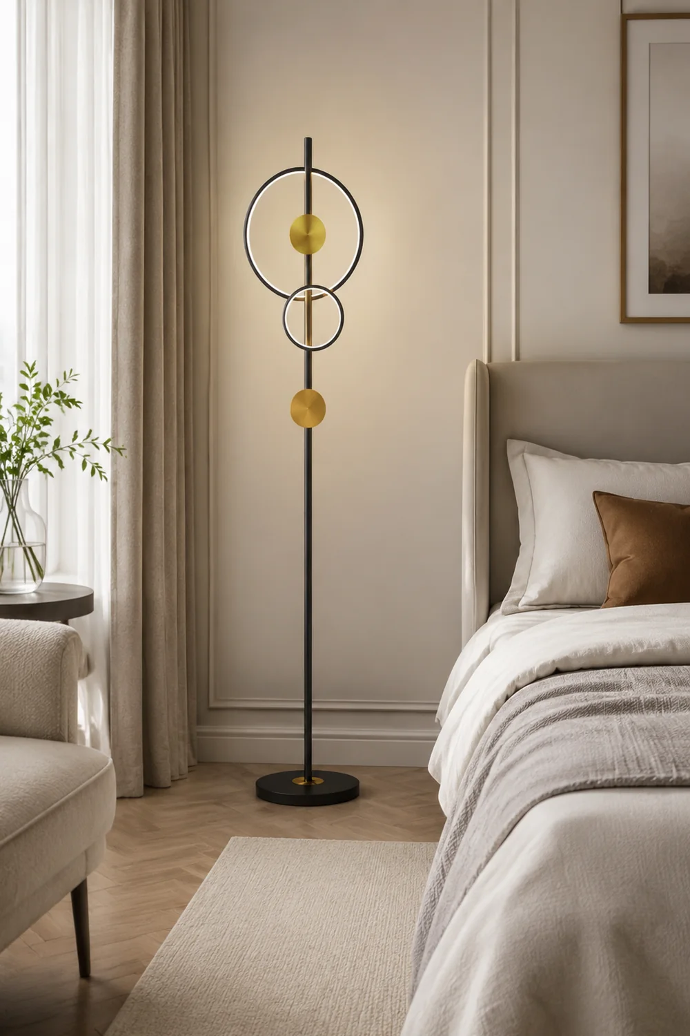 Arisha Ring Stehlampe, 2-flammig, 170CM Lang - Lumpaz