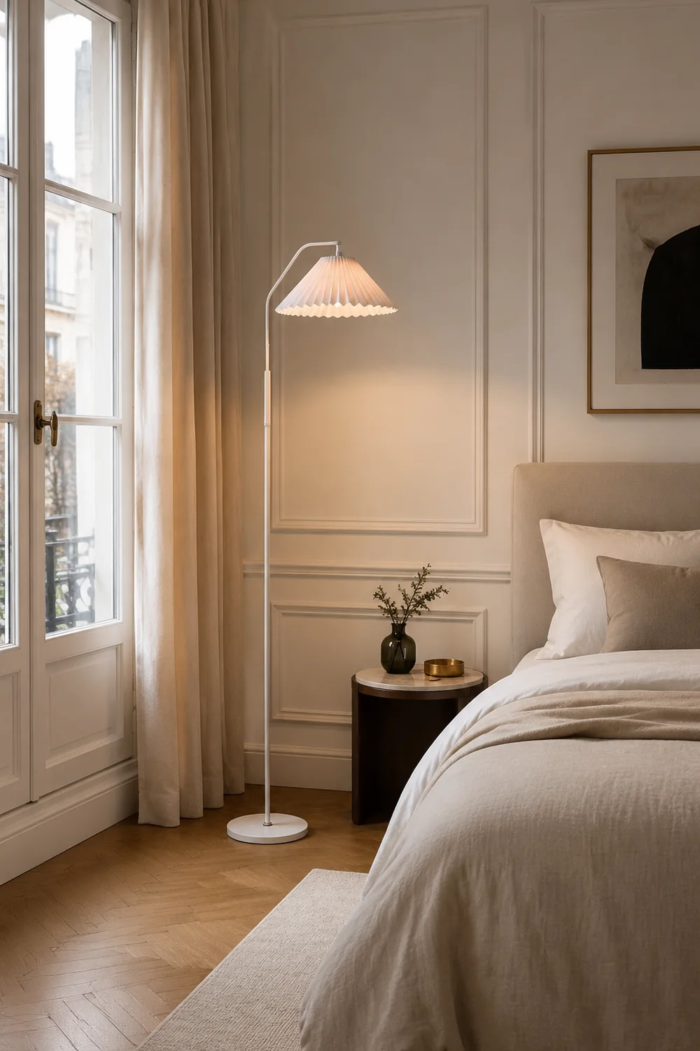 Ozawa Stehlampe Plissiert, Metall & Textil, 4 Farben, 150CM Lang - Lumpaz