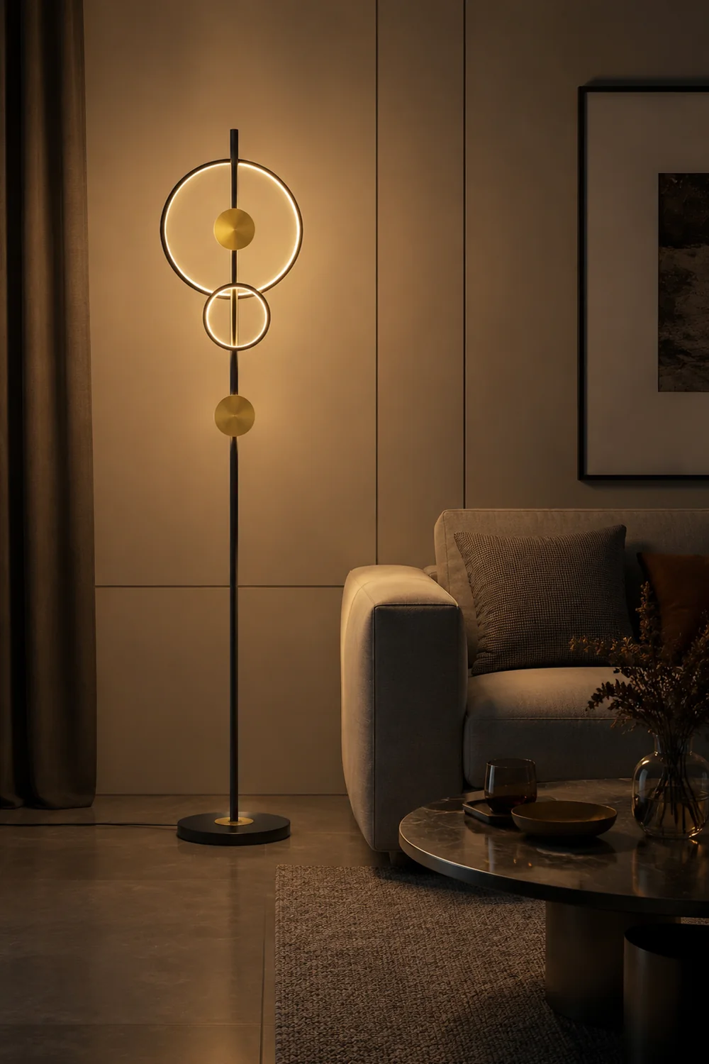 Arisha Ring Stehlampe, 2-flammig, 170CM Lang - Lumpaz