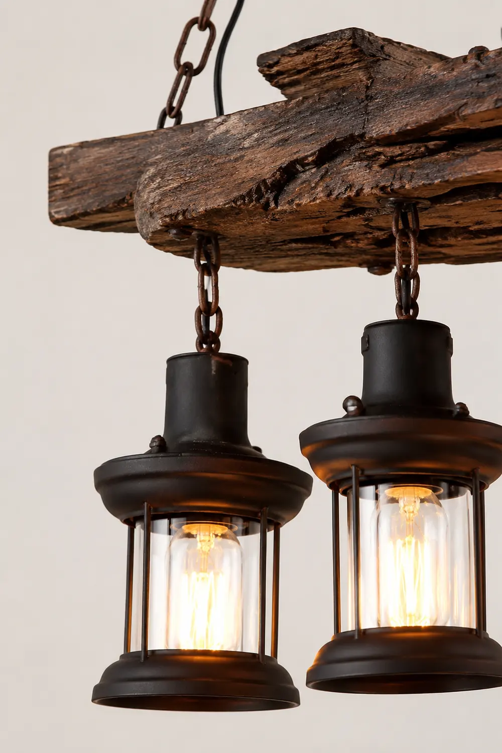 Austin Ruder Pendelleuchte, Metall & Holz, 6-flammig - Lumpaz