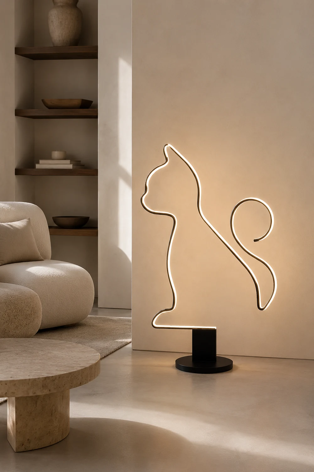 Edge Lineare Stehleuchte in Katzen- und Hundeform, Metall, 120CM Lang - Lumpaz