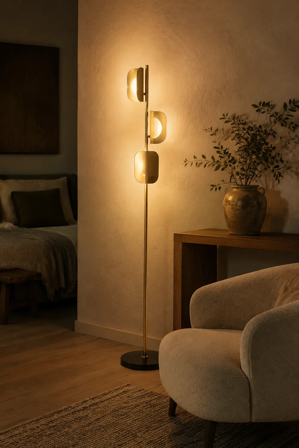 Salgado Geometrische Stehlampe, Metall, 3-flammig, 175CM Lang - Lumpaz
