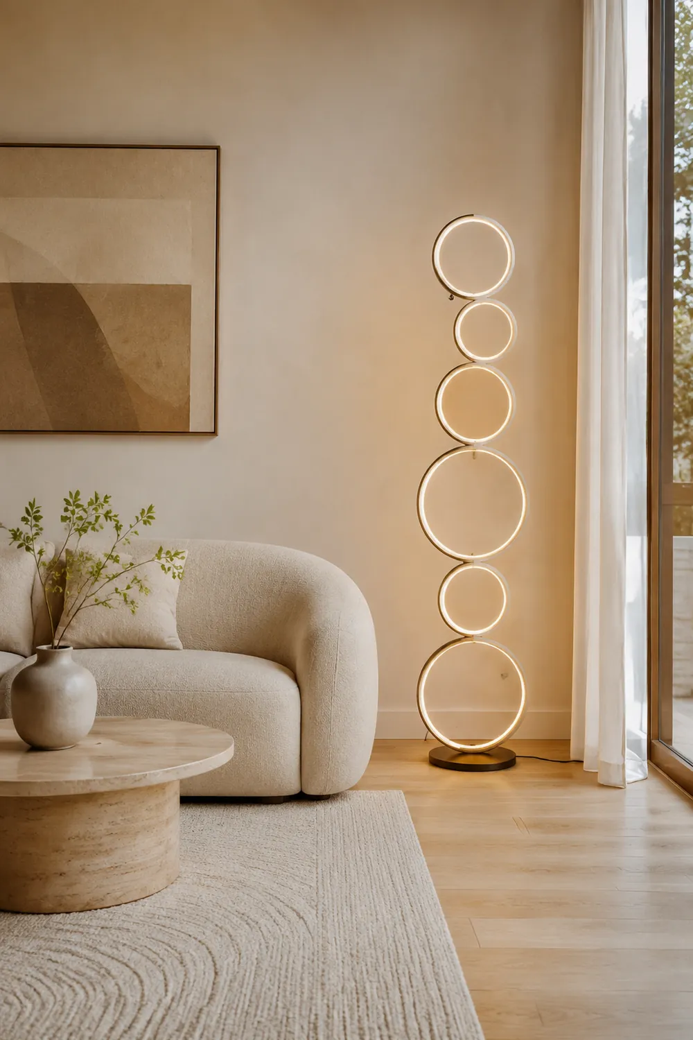 Arisha Ring Stehlampe, 3/5-flammig, 2 Farben, 114/130CM Lang - Lumpaz