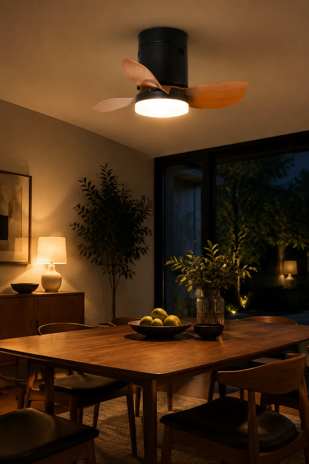 Walters 3-Blatt Deckenventilator mit Beleuchtung, Schwarz & Braun, ∅60CM - Lumpaz