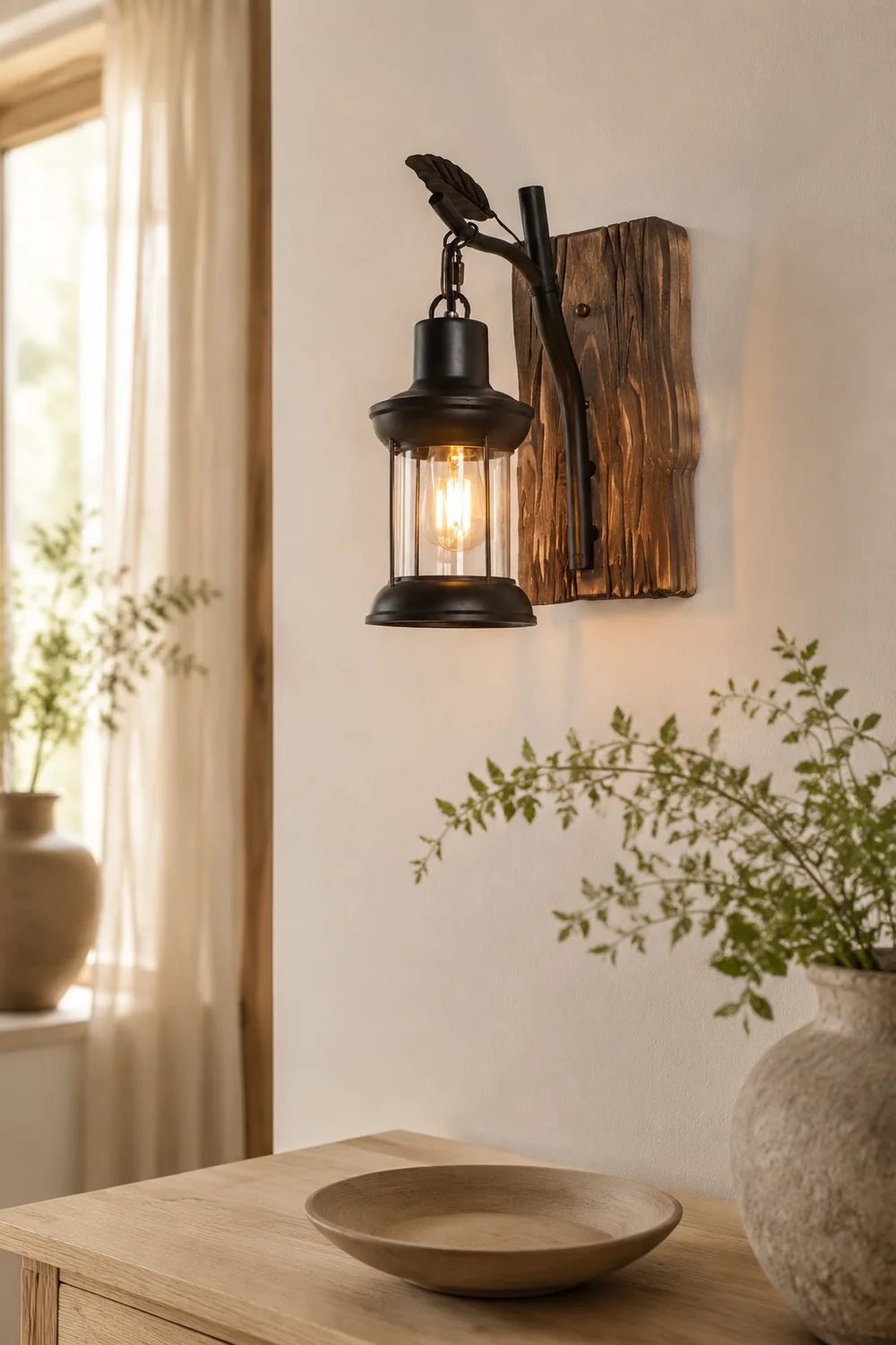 Austin Zweige Laterne Wandleuchte, Metall & Holz - Lumpaz