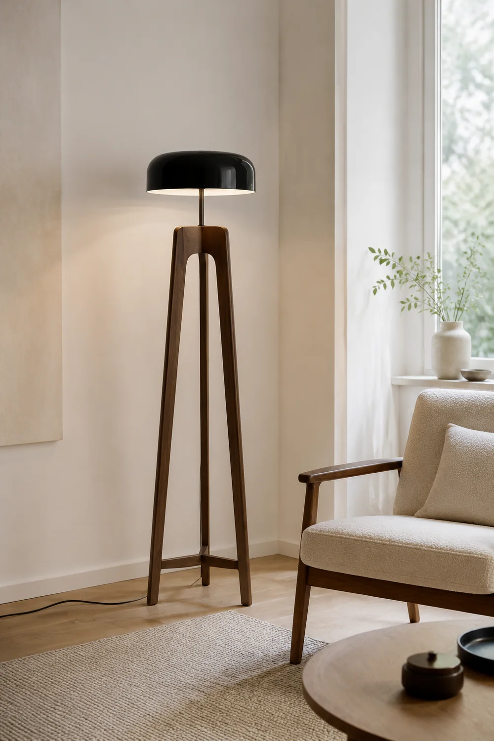 Ozawa Modern Stativ Stehleuchte, Holz & Metall, 2 Farben, 155CM Lang - Lumpaz