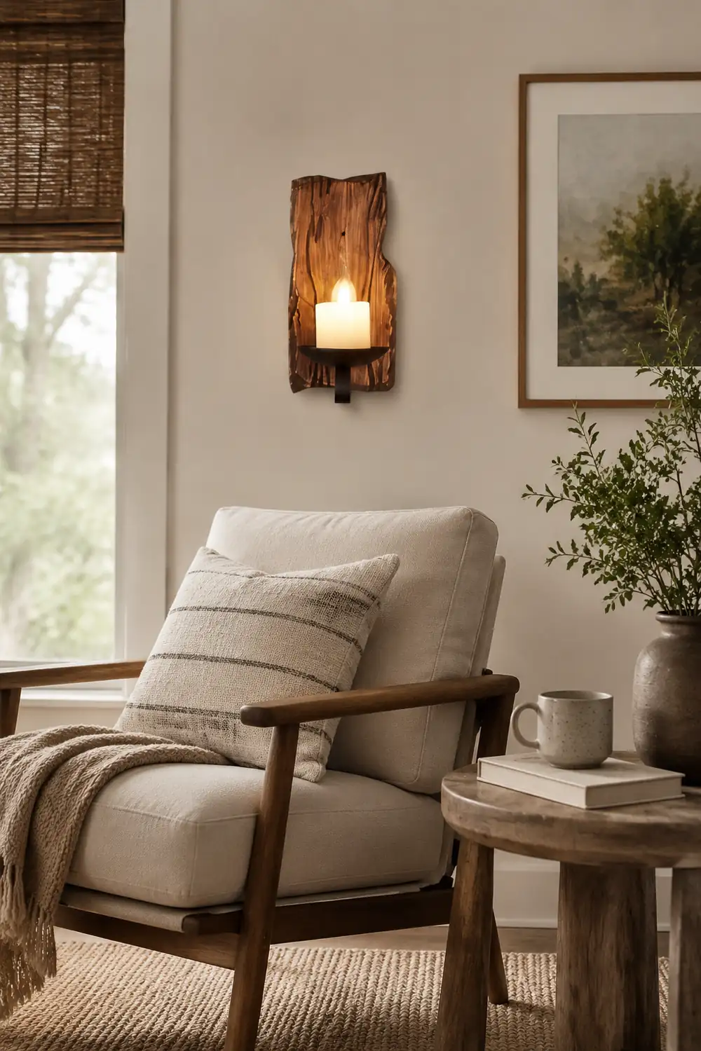Austin Rechteckige Kerze Wandleuchte, Holz & Metall - Lumpaz