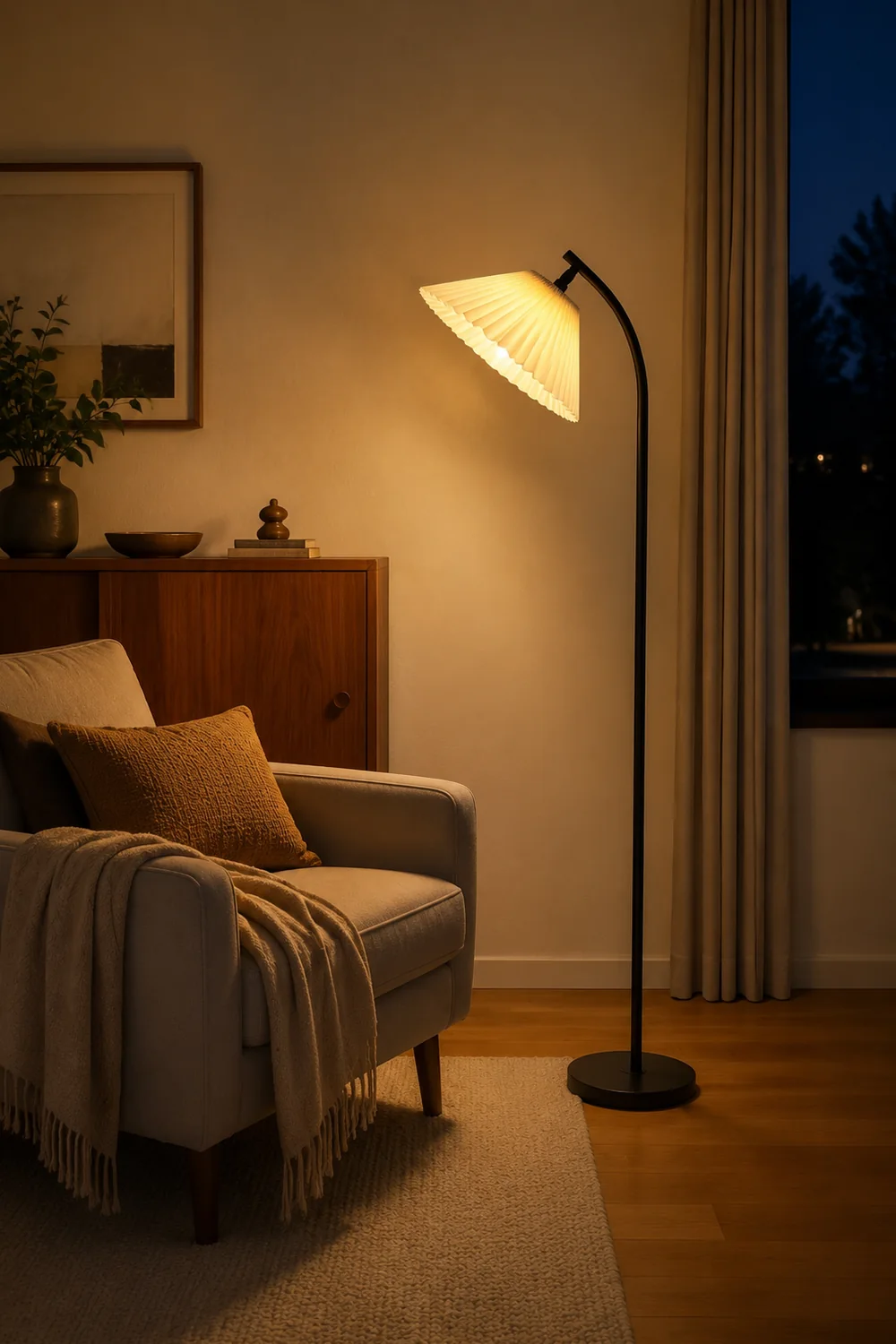 Ozawa Stehlampe Plissiert, Metall, 3 Farben, 157CM Lang - Lumpaz