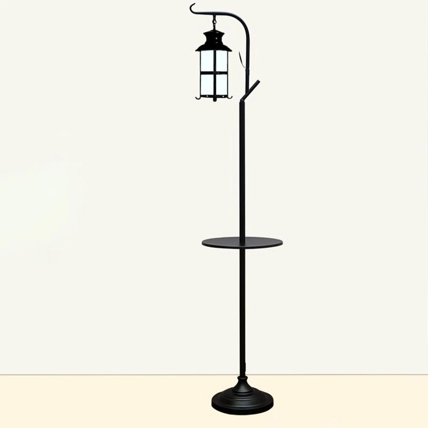 Alessio Laternen Schirm Schwarz Stehlampe mit einem kleinen Tisch, Metall, 4 Farben, 174CM Lang - Lumpaz