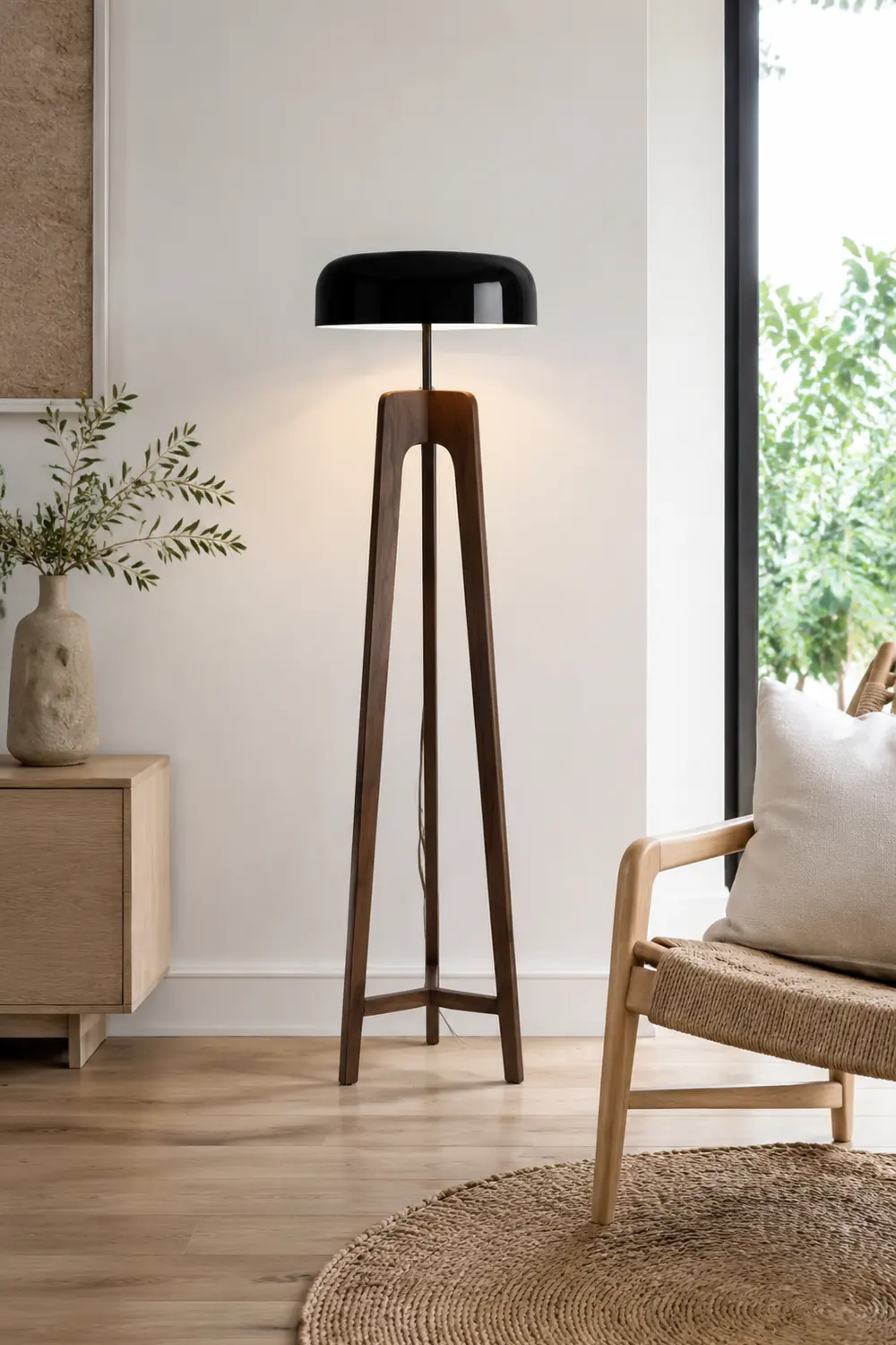 Ozawa Modern Stativ Stehleuchte, Holz & Metall, 2 Farben, 155CM Lang - Lumpaz