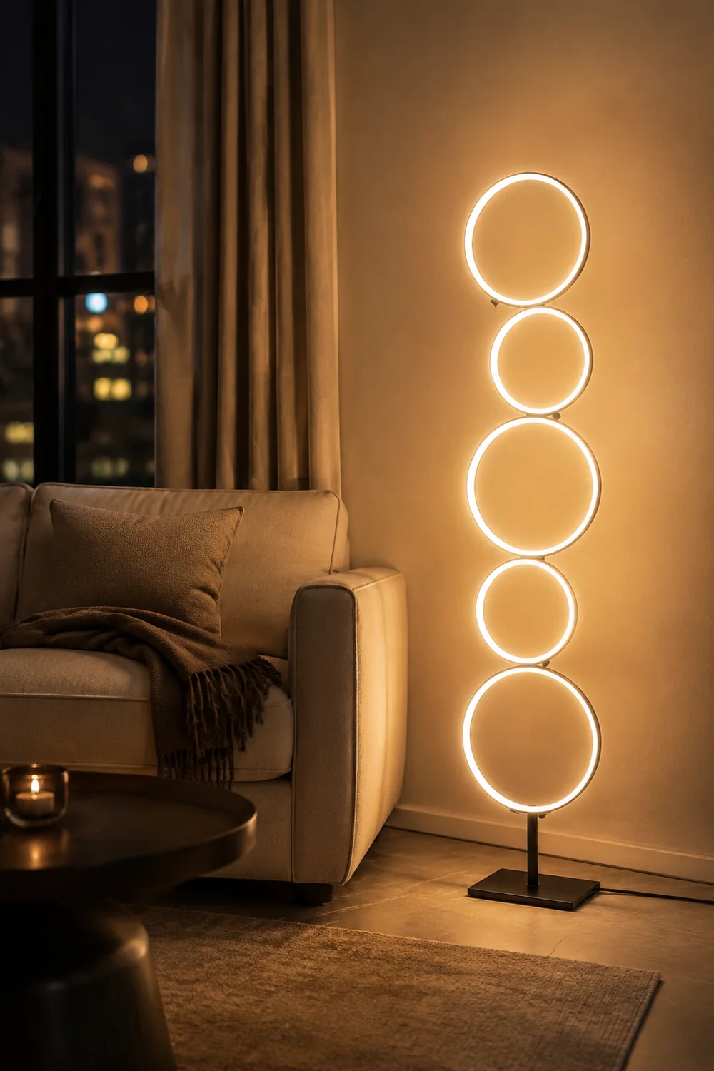 Arisha Ring Stehlampe, 3/5-flammig, 2 Farben, 114/130CM Lang - Lumpaz