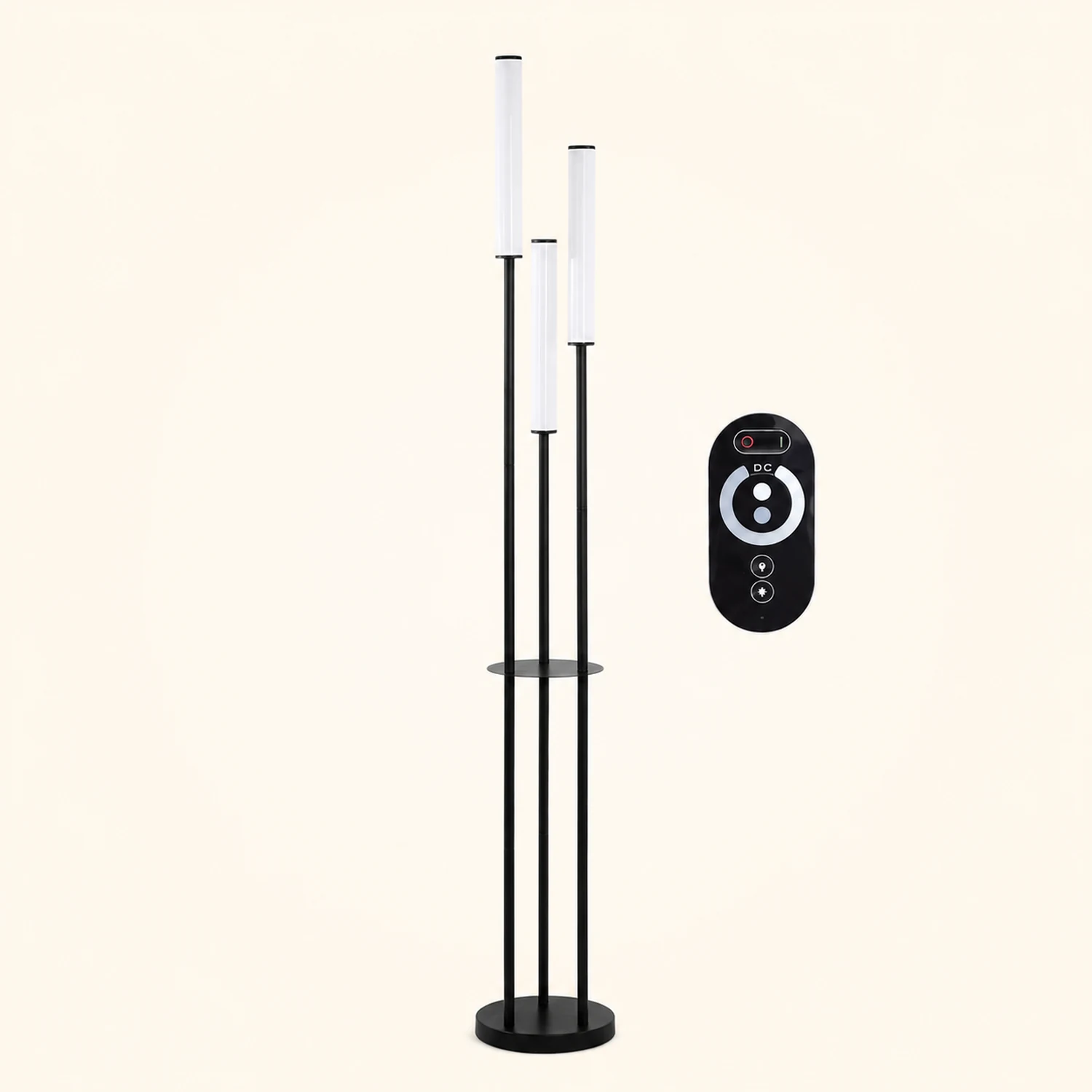 Eryn Schwarze Stehlampe, Metall & Arcyl, 3-flammig, 150CM Lang - Lumpaz