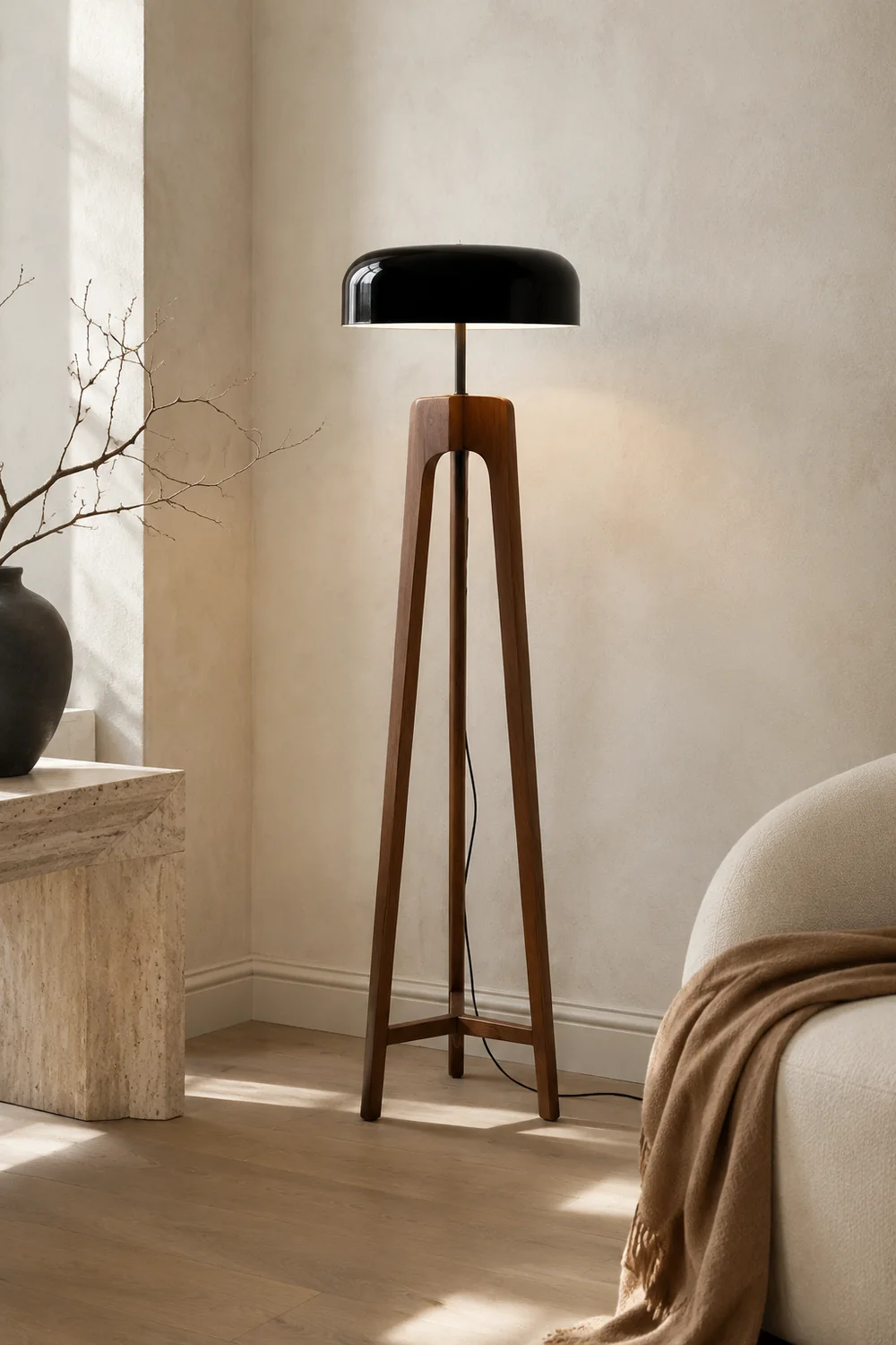 Ozawa Modern Stativ Stehleuchte, Holz & Metall, 2 Farben, 155CM Lang - Lumpaz