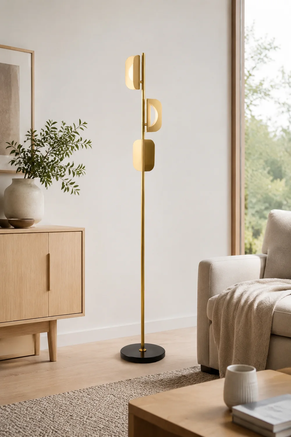 Salgado Geometrische Stehlampe, Metall, 3-flammig, 175CM Lang - Lumpaz