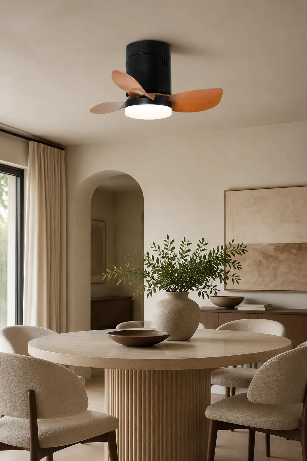 Walters 3-Blatt Deckenventilator mit Beleuchtung, Schwarz & Braun, ∅60CM - Lumpaz
