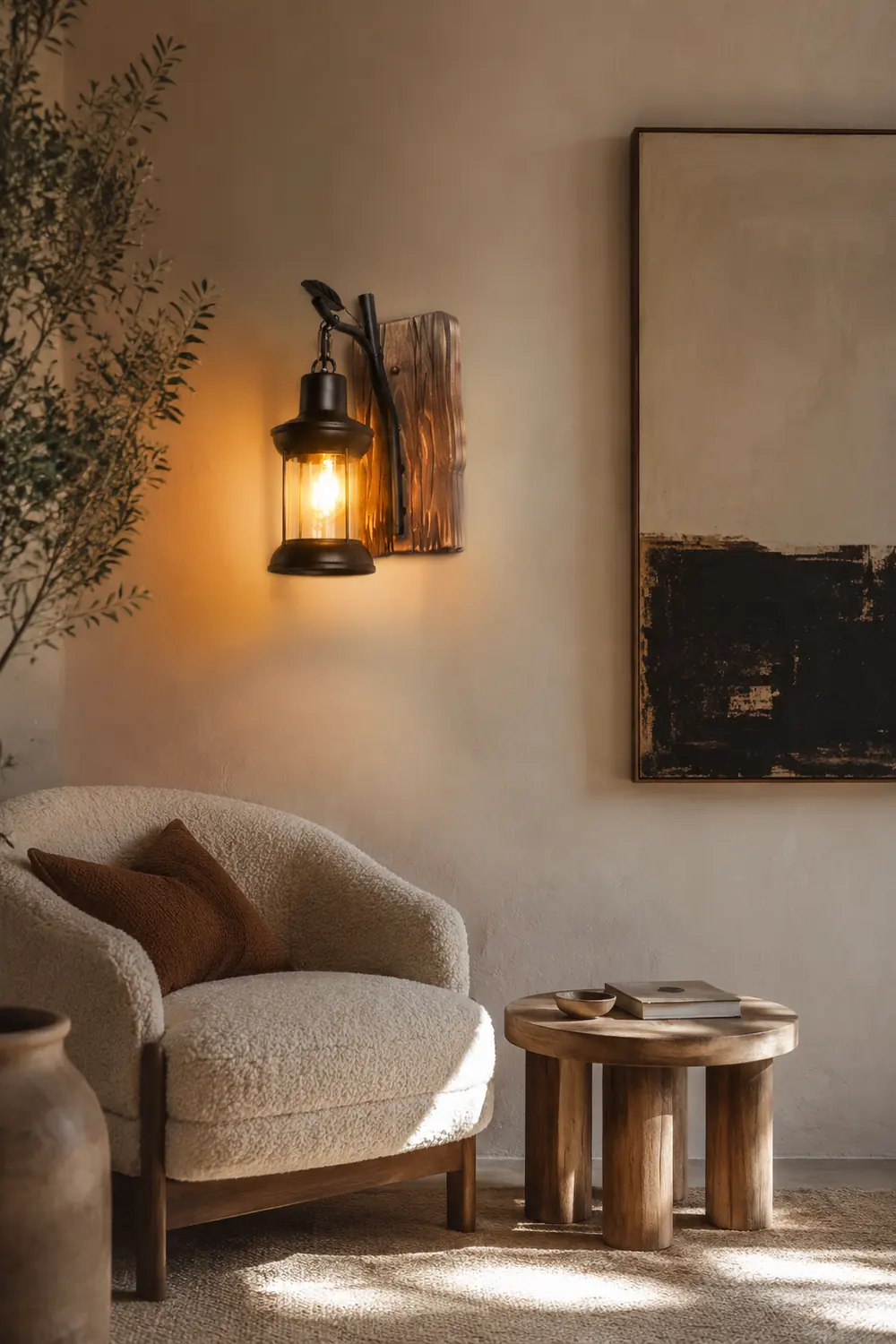 Austin Zweige Laterne Wandleuchte, Metall & Holz - Lumpaz