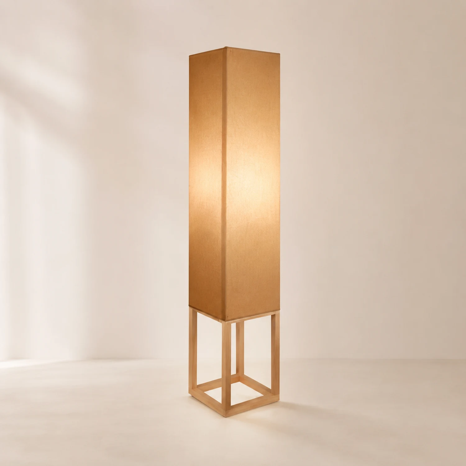 Ozawa Rechteckige Stehlampe, Holz & Textil, 119CM Lang - Lumpaz