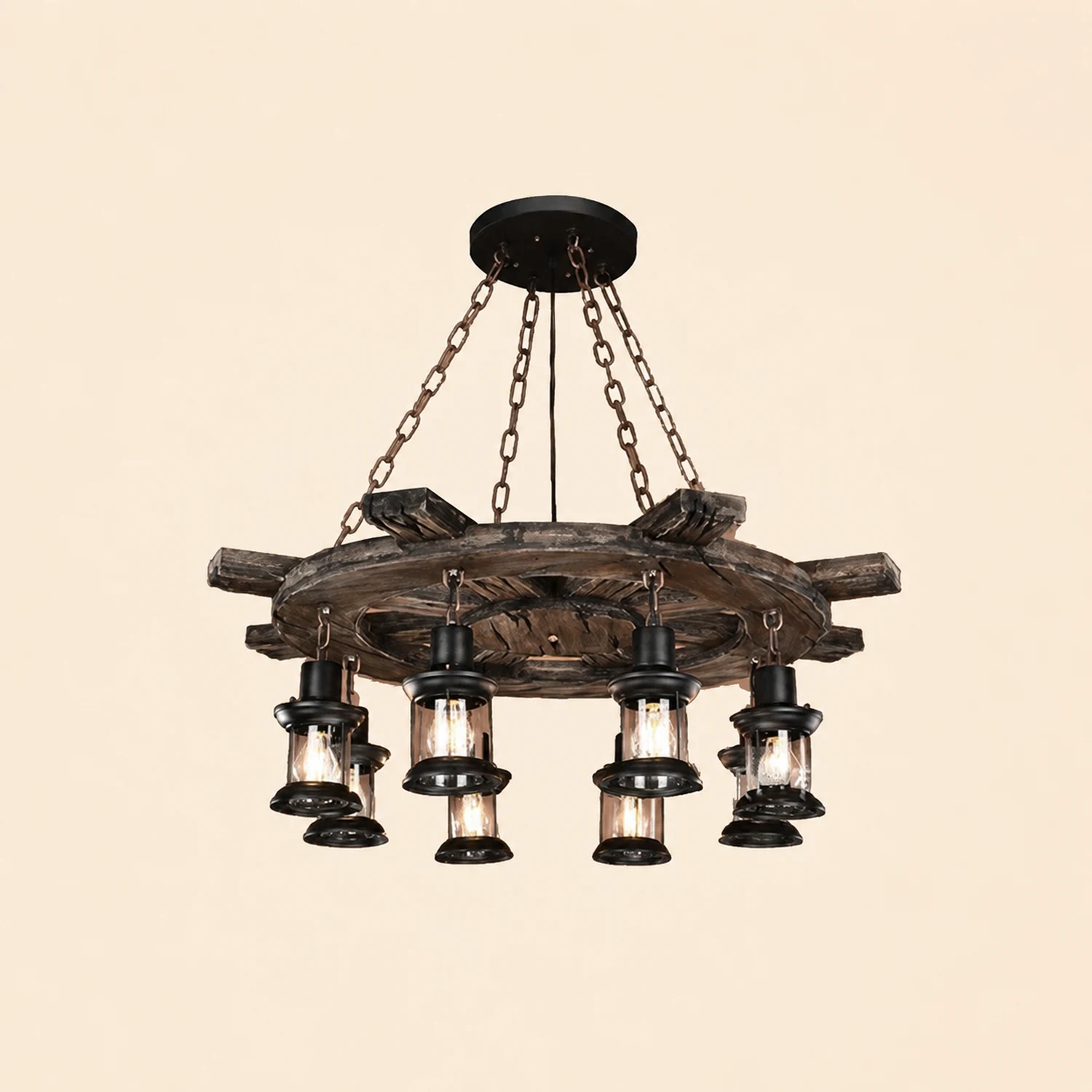 Austin Ruder Pendelleuchte, Metall & Holz, 8-flammig - Lumpaz