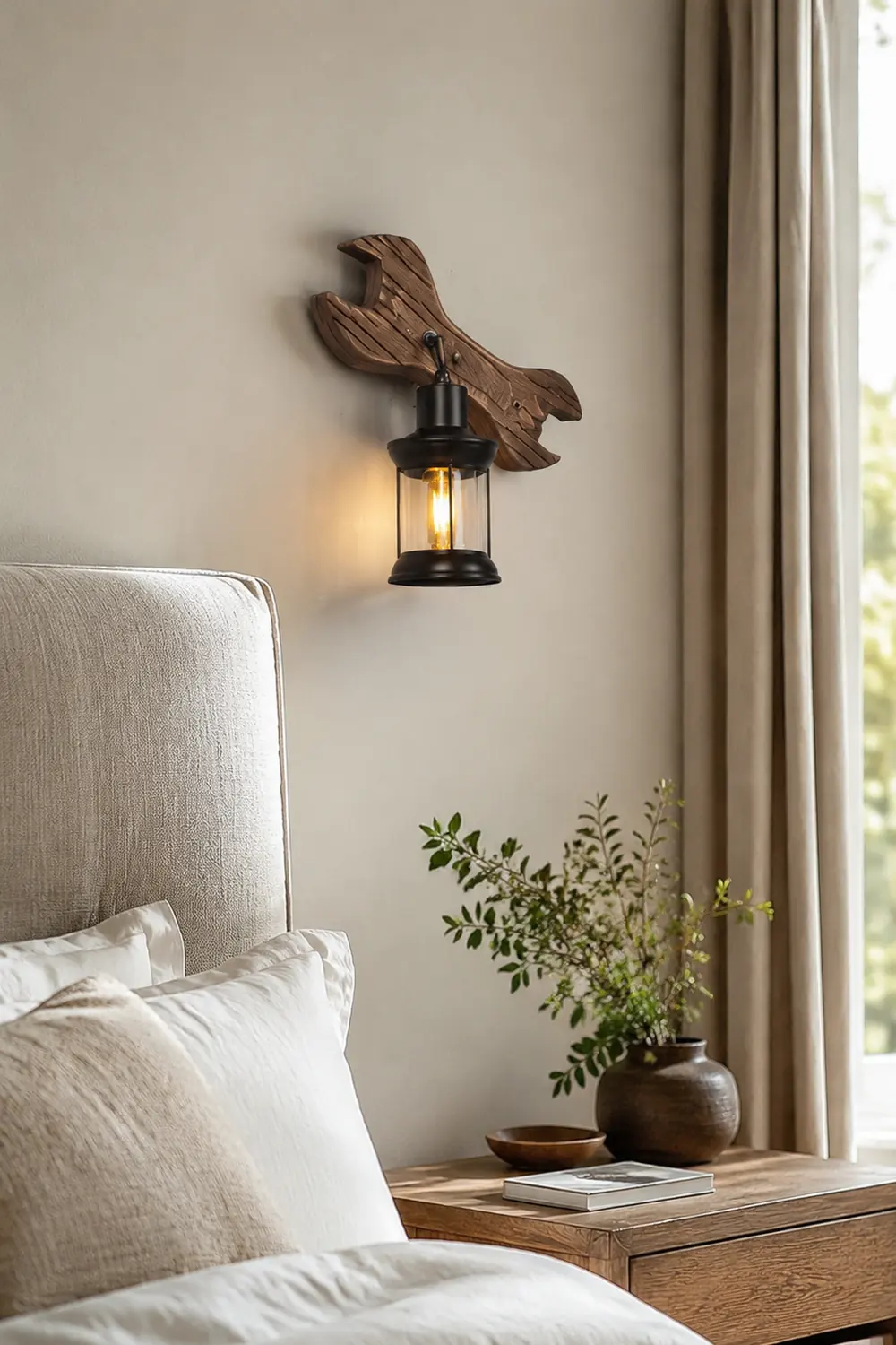 Austin Laterne & Spanner Wandleuchte, Holz & Metall - Lumpaz