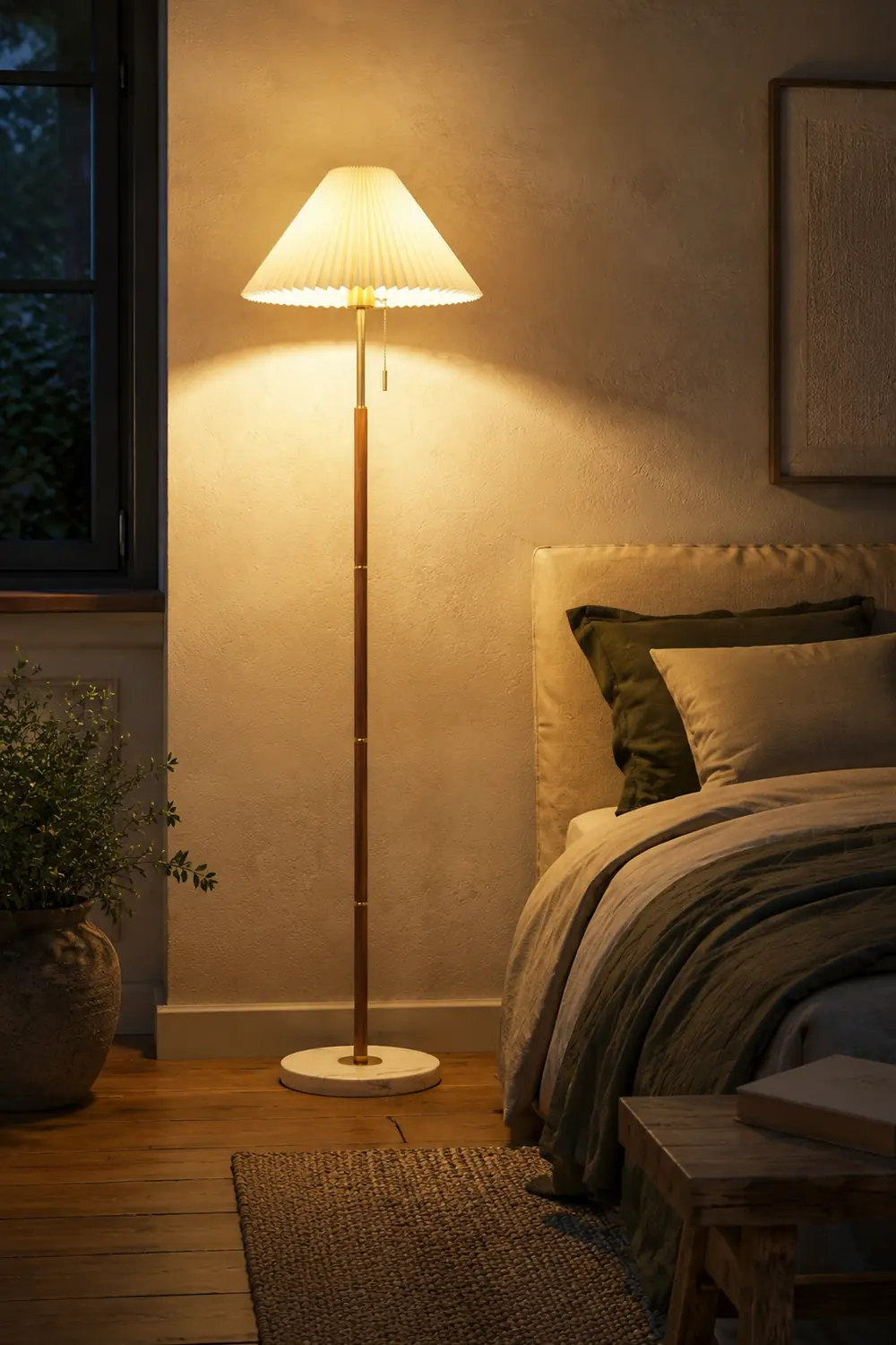 Ozawa Stehlampe Floor Lamp Plissiert, Metall&Stoff, 170CM Lang - Lumpaz
