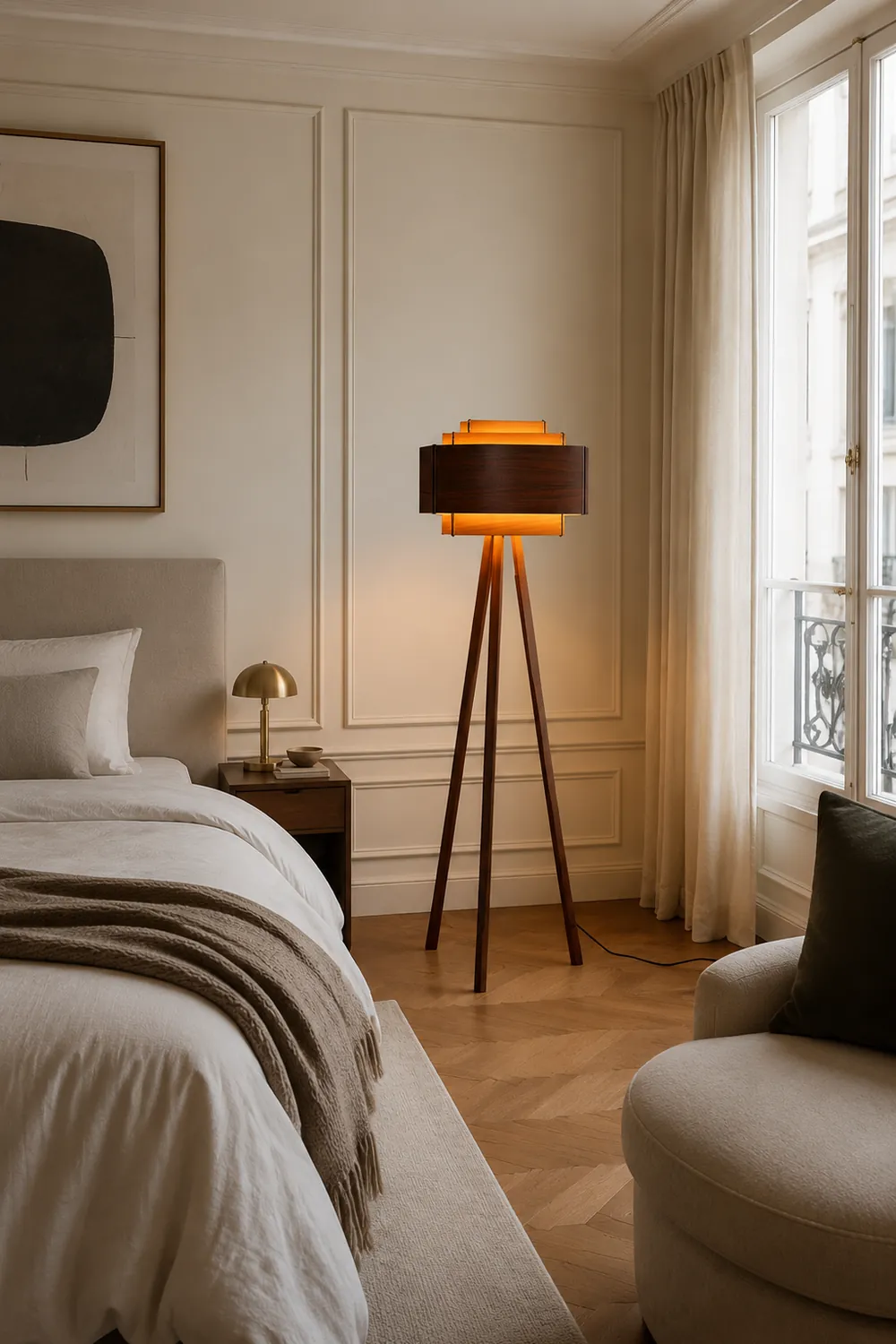 Ozawa Moderne Braune Stativ-Stehleuchte, Holz, 157CM Lang - Lumpaz