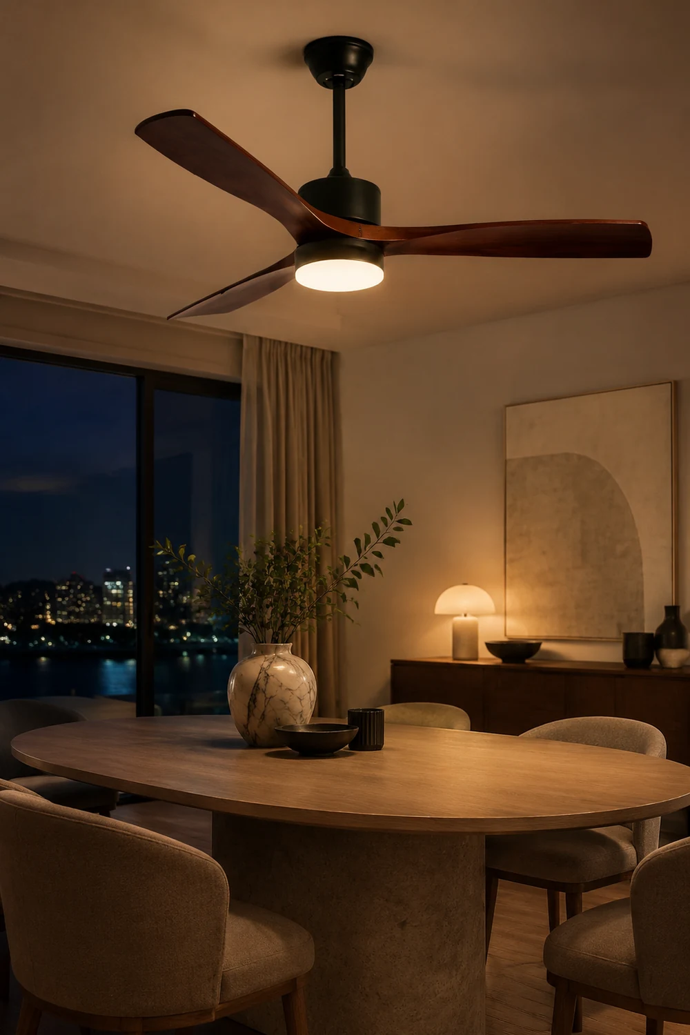 Haydn 3-Blatt-Deckenventilator mit Beleuchtung, Schwarz & Rot, ∅132CM - Lumpaz
