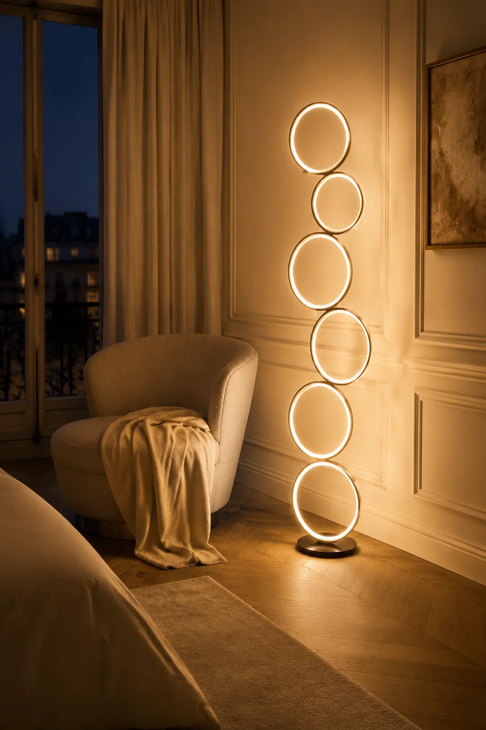Arisha Ring Stehlampe, 3/5-flammig, 2 Farben, 114/130CM Lang - Lumpaz