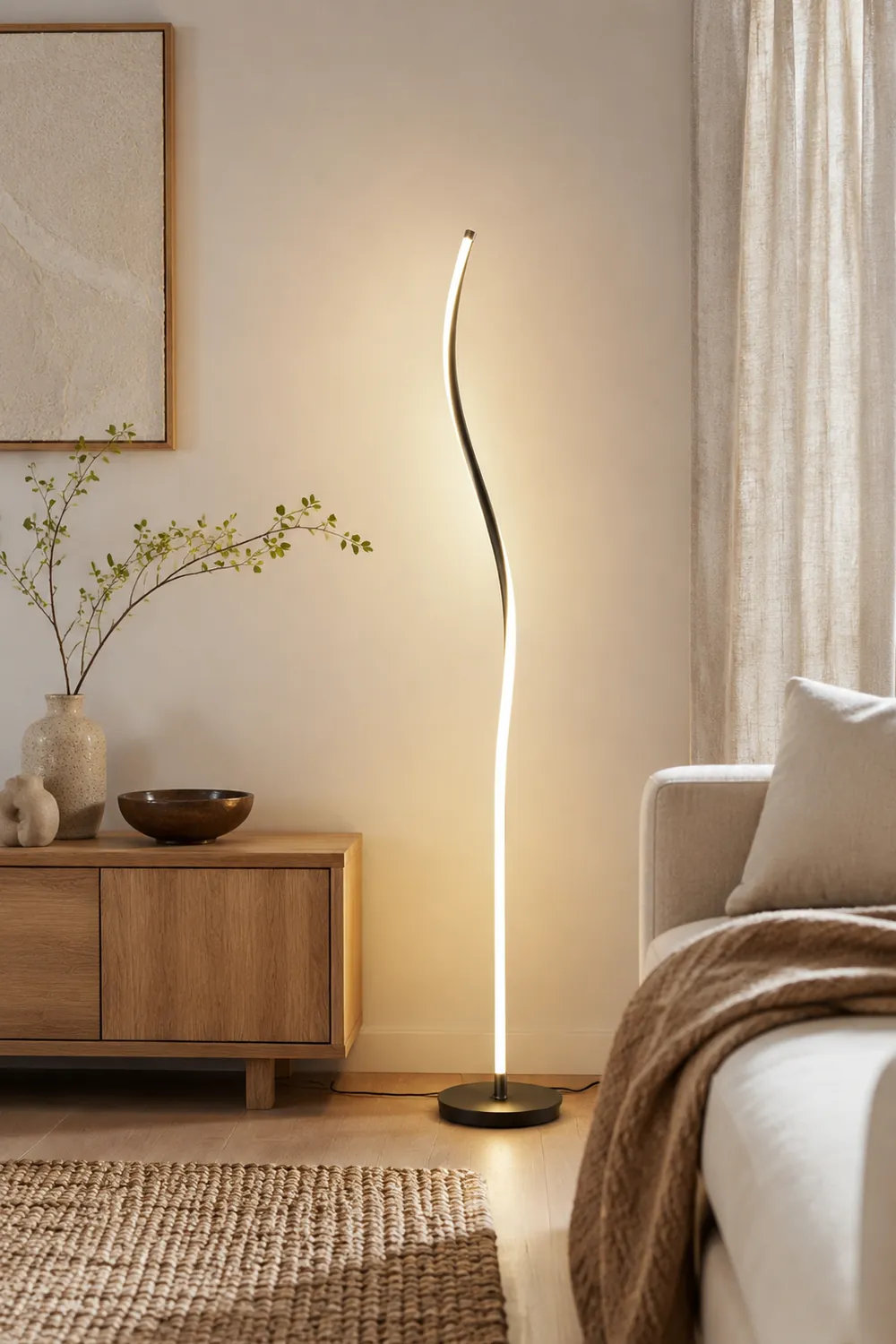 Stromlinie Stehleuchte, Metall, 2 Farben, 145CM Lang - Lumpaz
