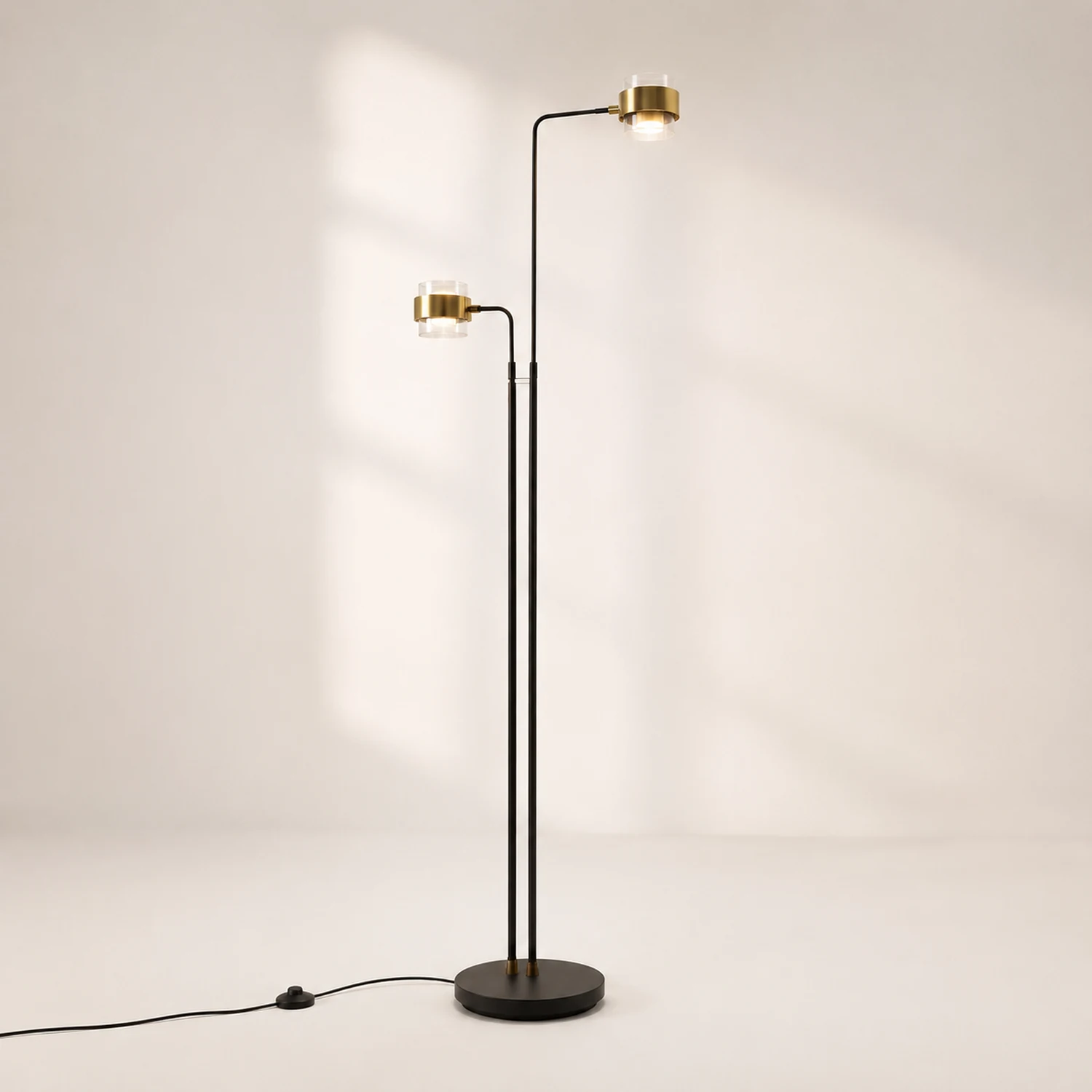 Salgado Schwarze Stehlampe, Metall, 2-flammig, 170CM Lang - Lumpaz