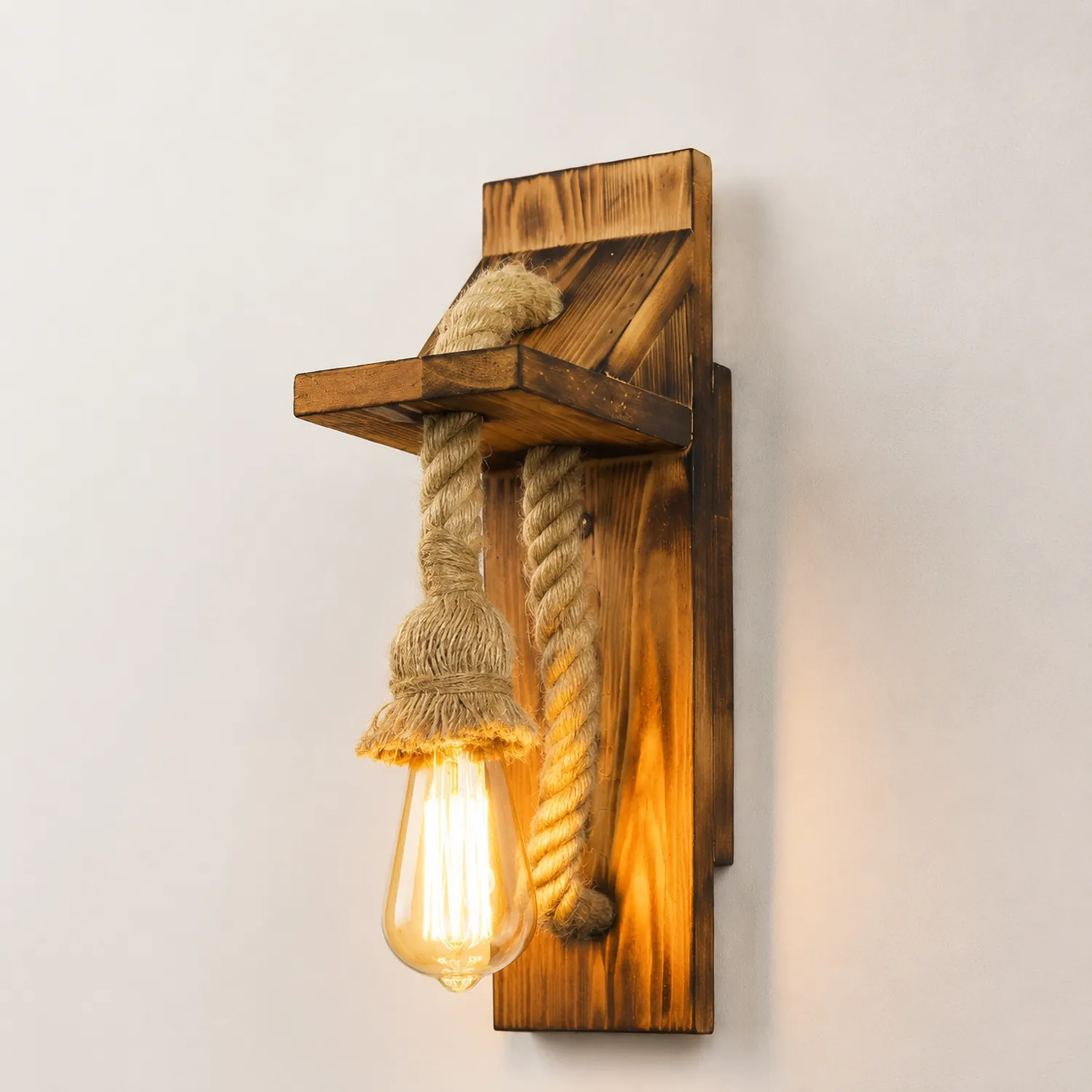 Austin Wandleuchte, Holz & Hanfseil - Lumpaz