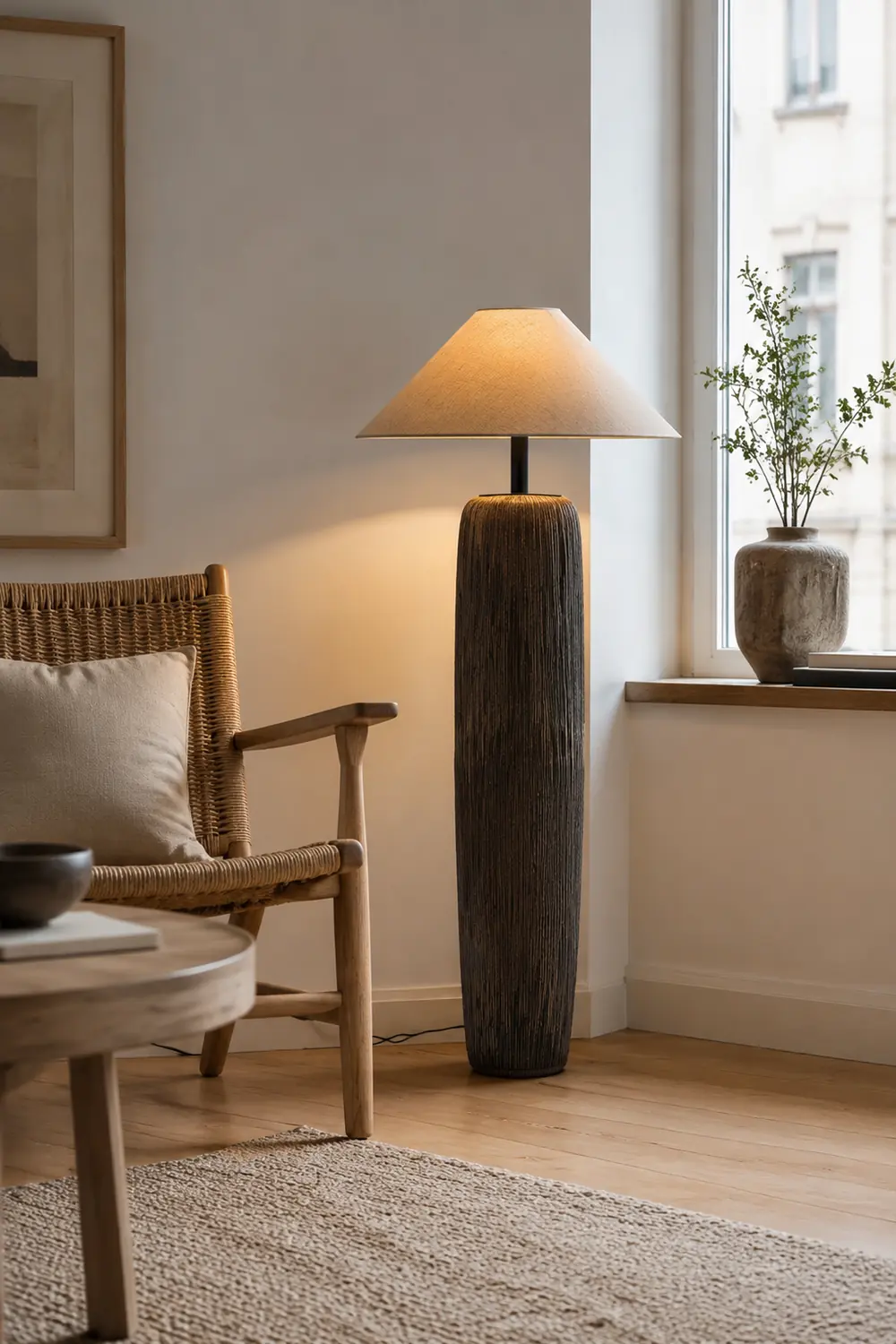 Salgado Kegelförmig Stehleuchte, Keramik und Stoff, 86/109CM Lang - Lumpaz