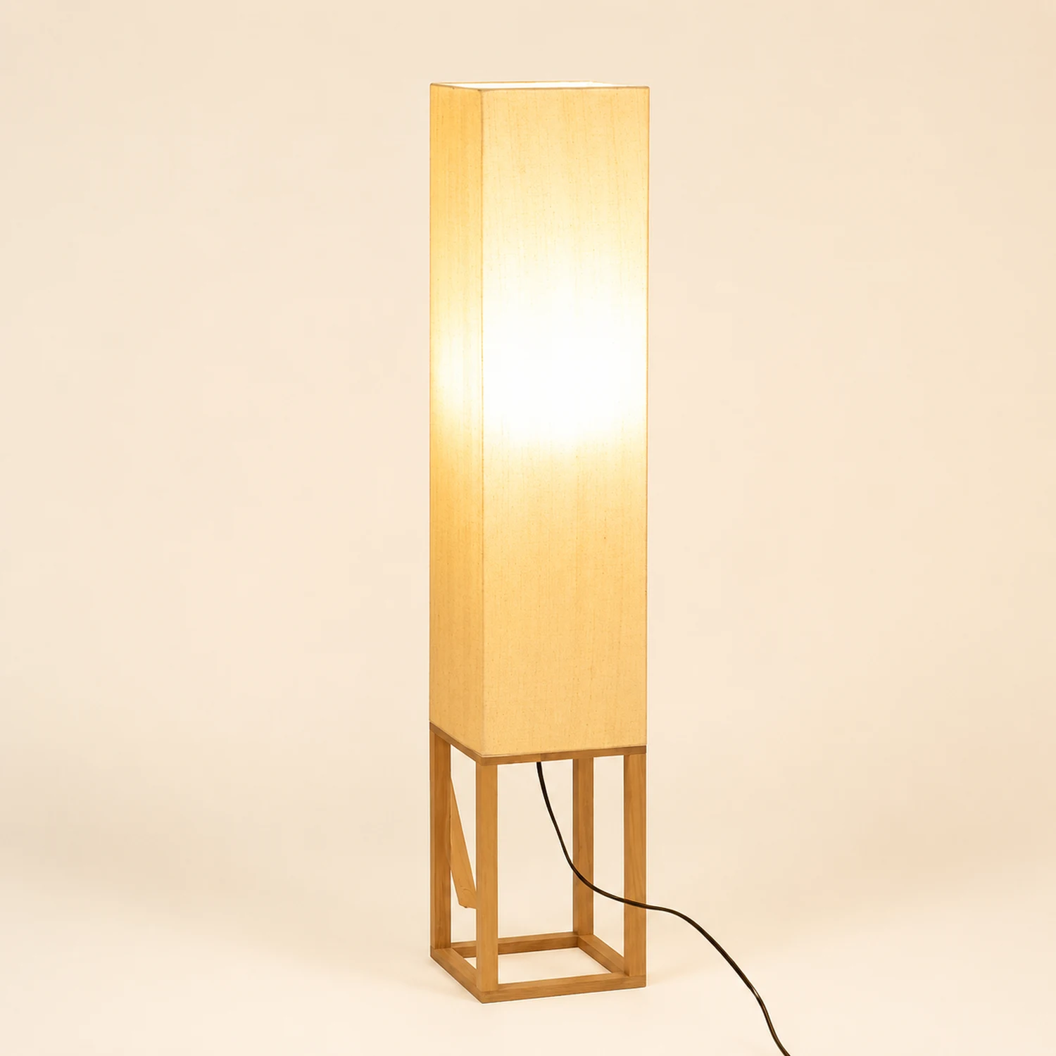 Ozawa Rechteckige Stehlampe, Holz & Textil, 119CM Lang - Lumpaz