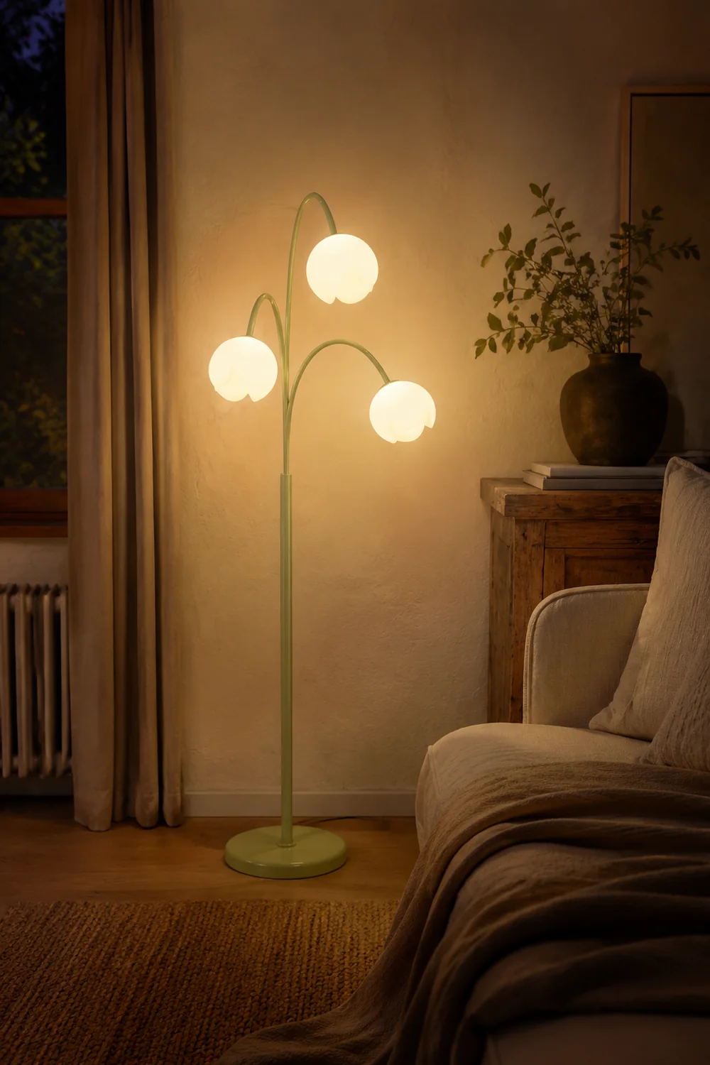 Lily Stehleuchte, Metall, 3-flammig, 2 Farben, 100CM Lang - Lumpaz