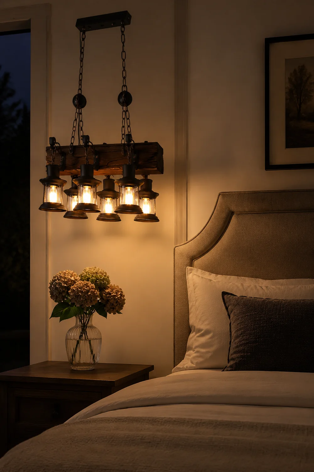 Austin Pendelleuchte, Metall & Holz, 6-flammig - Lumpaz