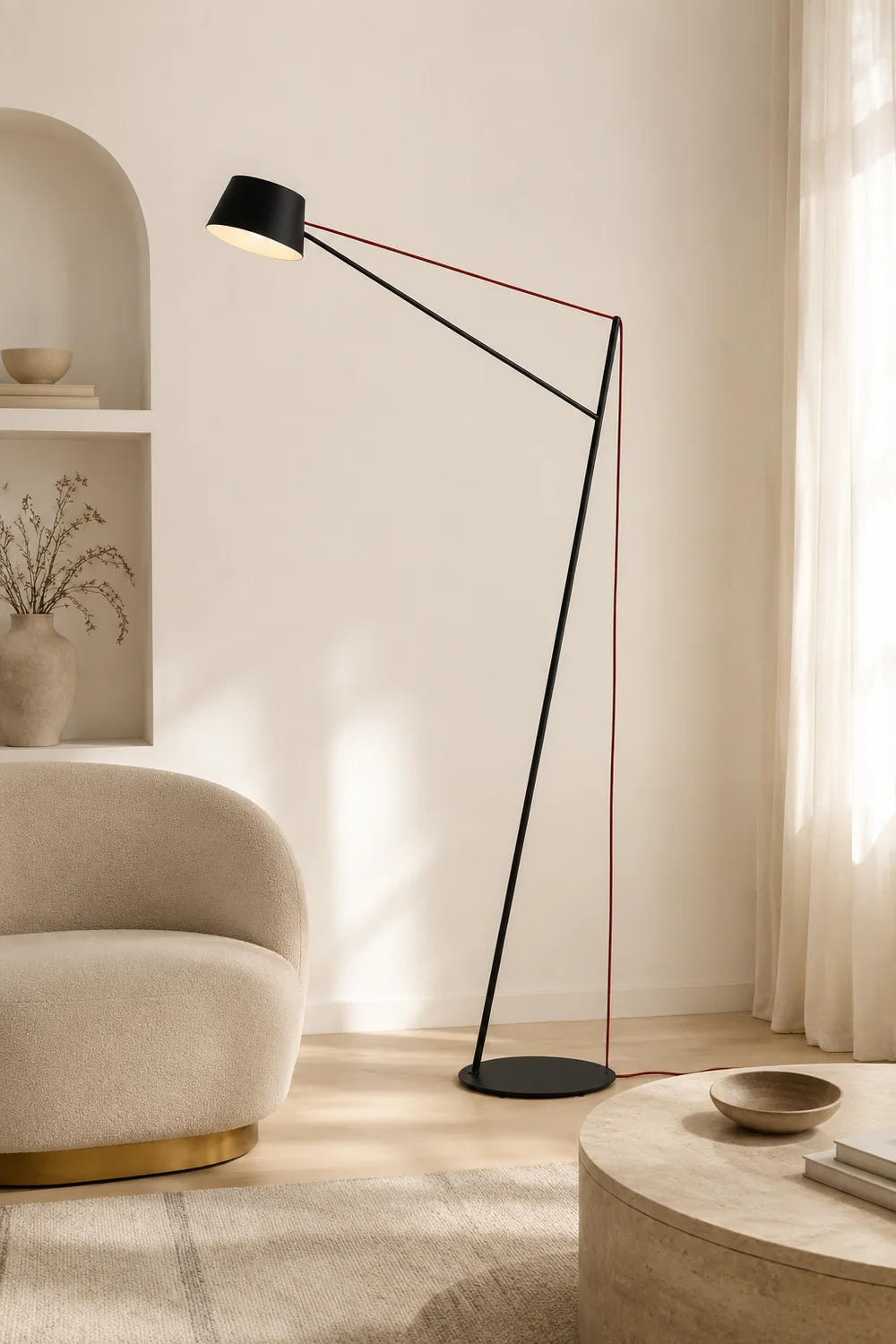 Salgado Bogen Schwarz Stehleuchte, Metall, 180CM Lang - Lumpaz