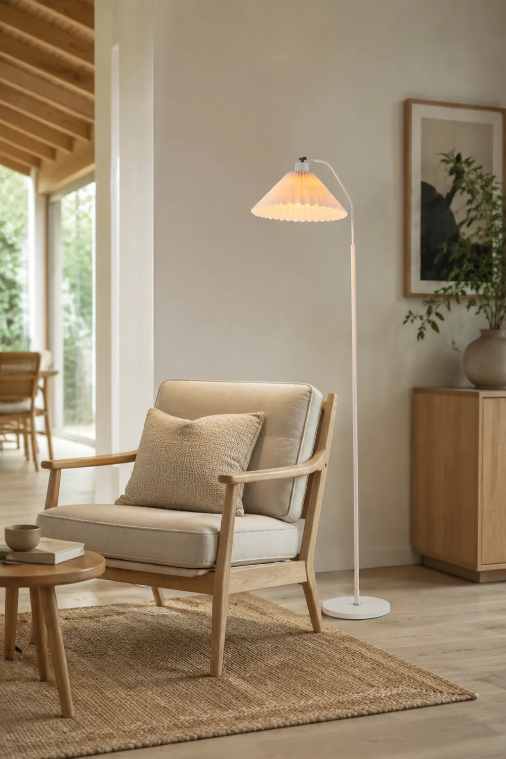 Ozawa Stehlampe Plissiert, Metall & Textil, 4 Farben, 150CM Lang - Lumpaz