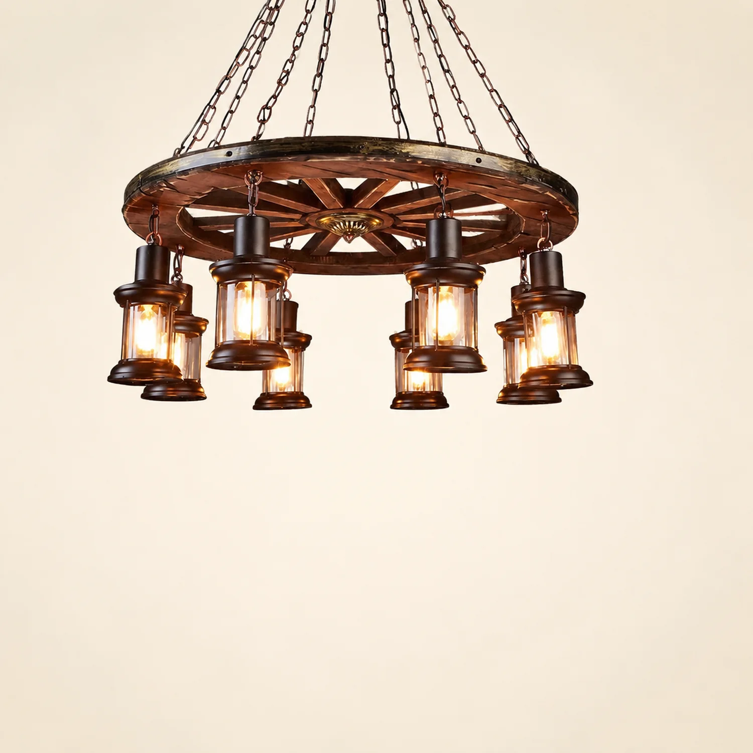 Austin Ruder Pendelleuchte, Metall & Holz, 8-flammig - Lumpaz