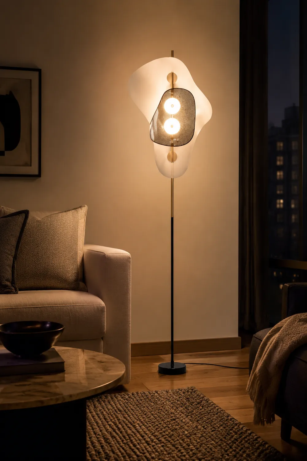 Salgado Unregelmäßige Form Stehlampe, Metall, 2-flammig, 180CM Lang - Lumpaz