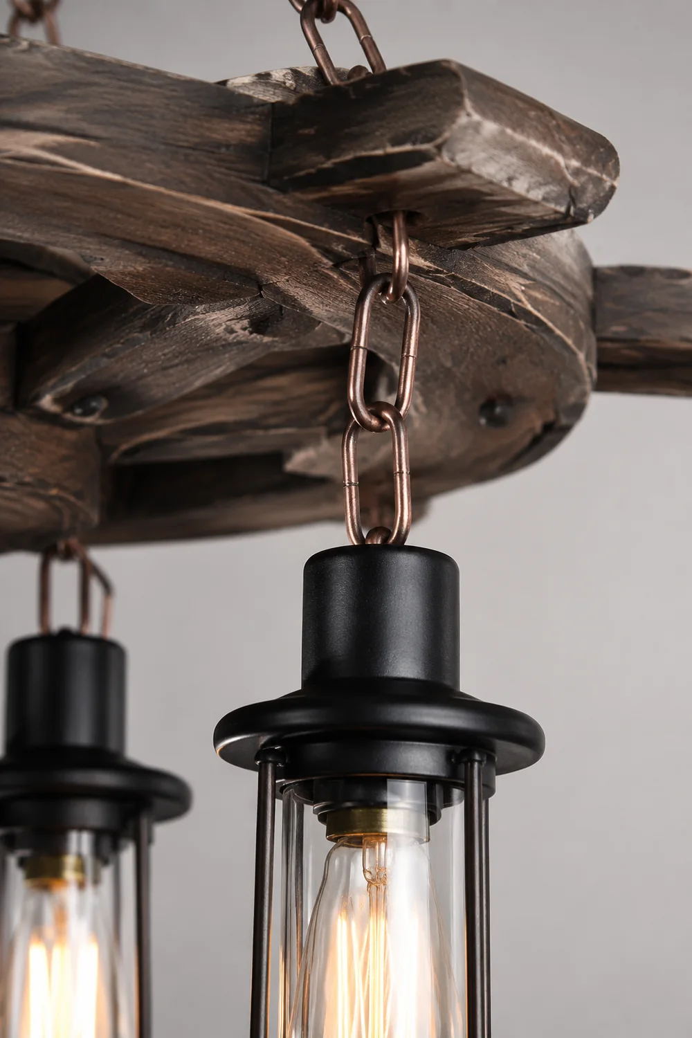 Austin Ruder Pendelleuchte, Metall & Holz, 8-flammig - Lumpaz