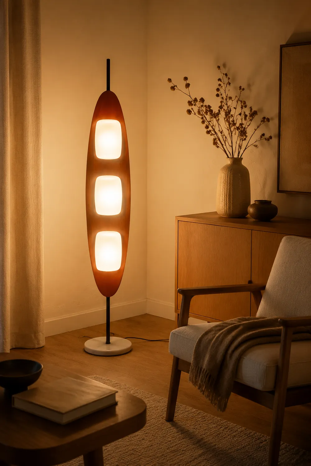 Salgado Blattform Stehlampe, Metall, 3-flammig, 160CM Lang - Lumpaz