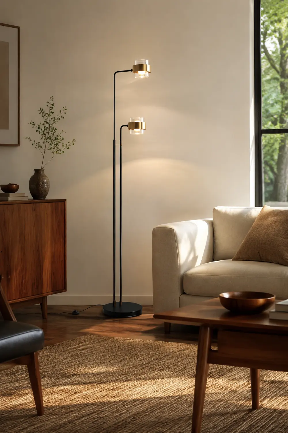 Salgado Schwarze Stehlampe, Metall, 2-flammig, 170CM Lang - Lumpaz