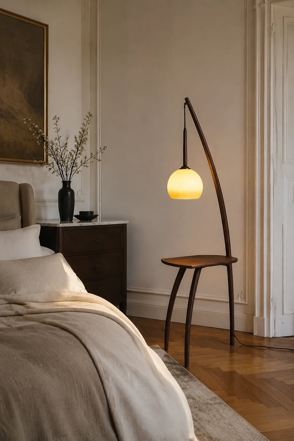 Ozawa Kuppel StehleuchteMit einem kleinen Tisch, Holz, 225CM Lang - Lumpaz