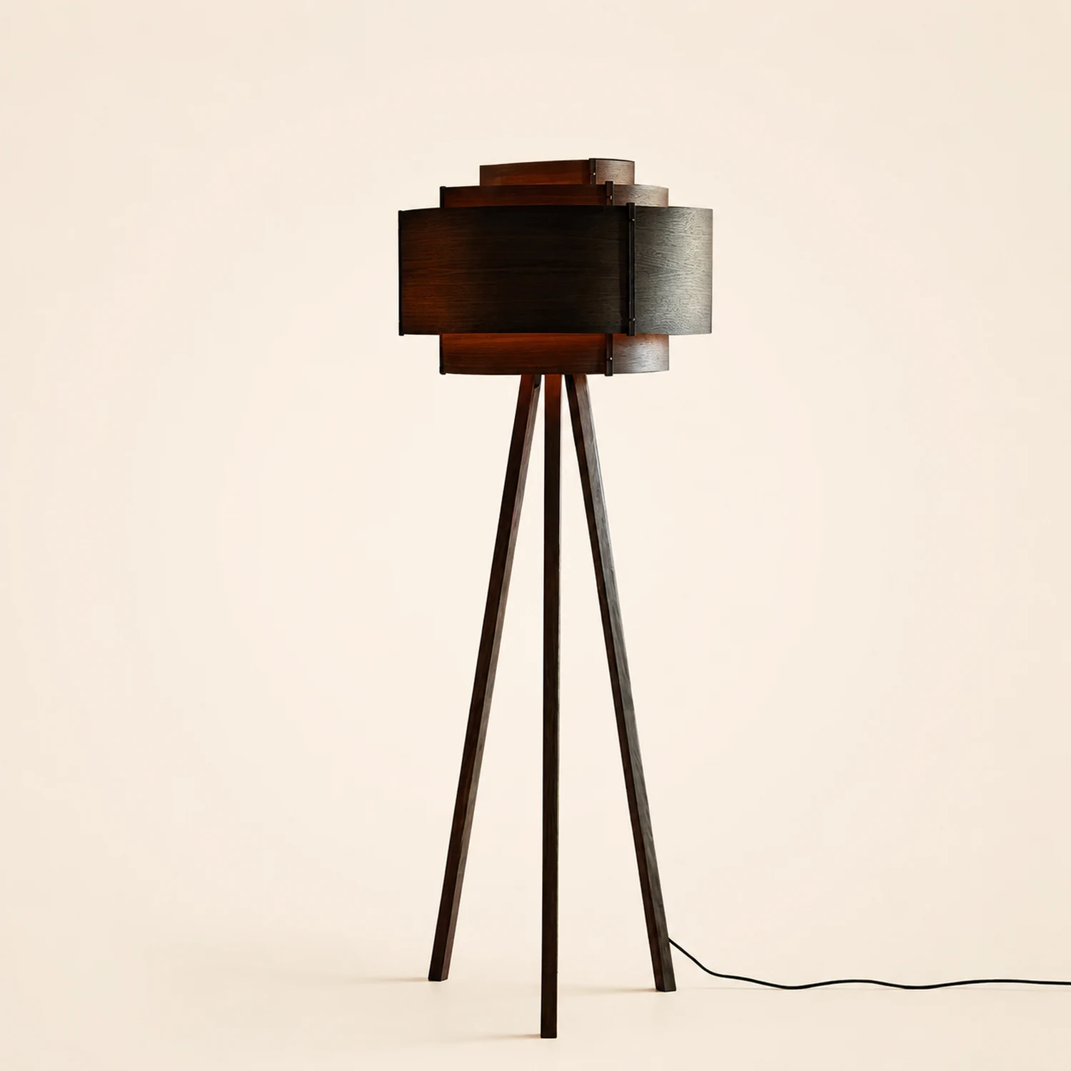 Ozawa Moderne Braune Stativ-Stehleuchte, Holz, 157CM Lang - Lumpaz